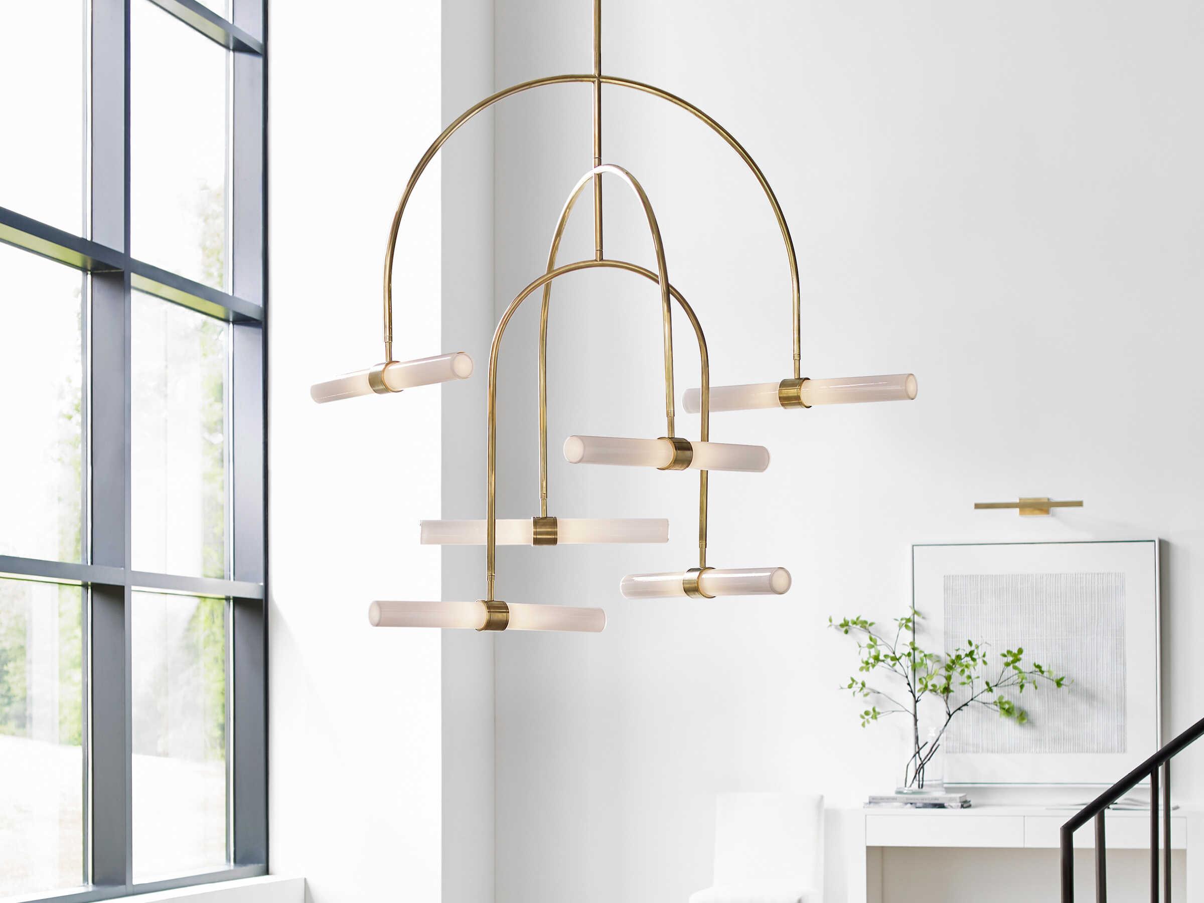Visual Comfort Modern Calumn 6-Light Natural Brass Chandelier
