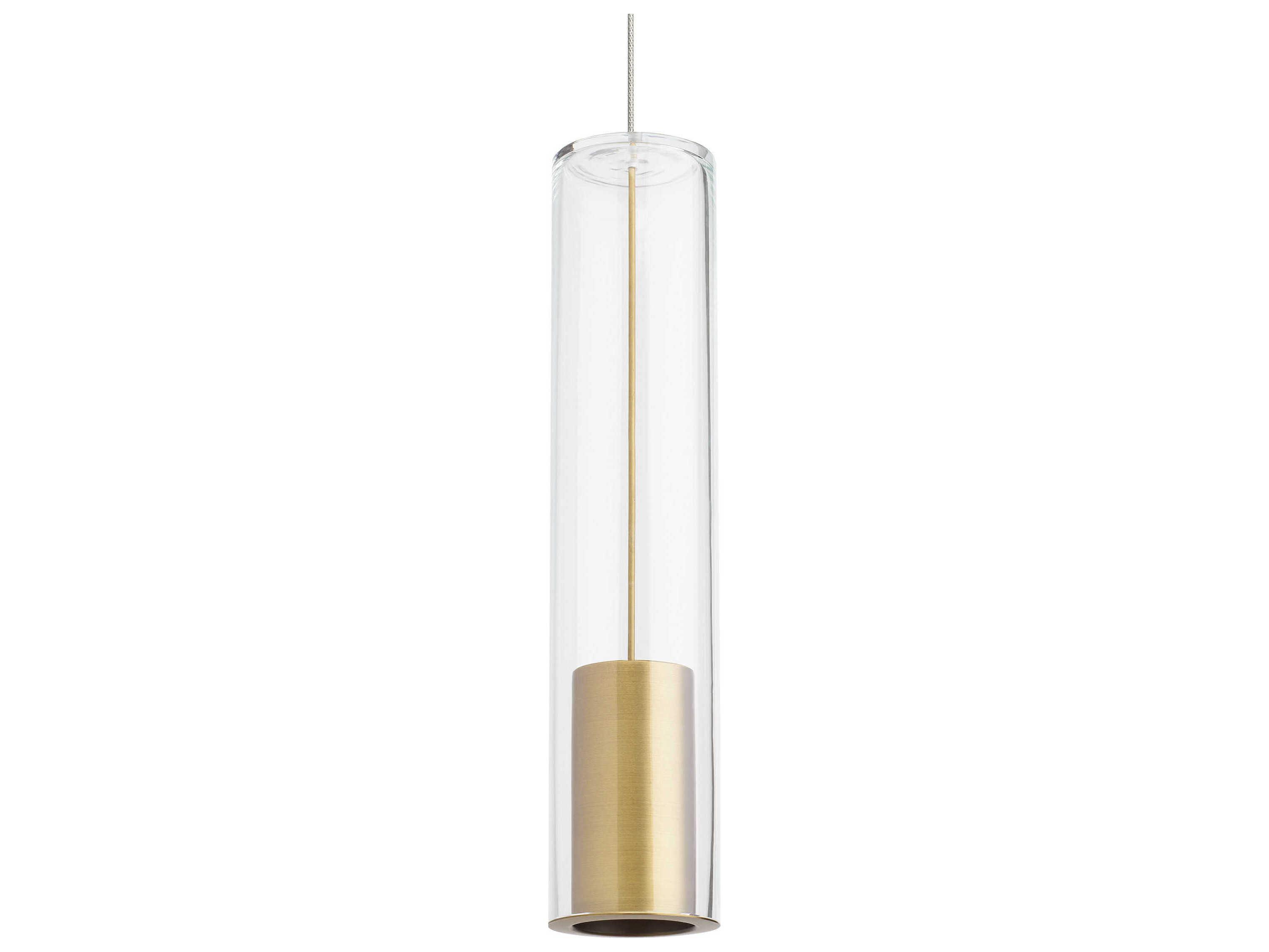 Visual Comfort Modern Captra 1-Light Aged Brass Cylinder Mini Pendant