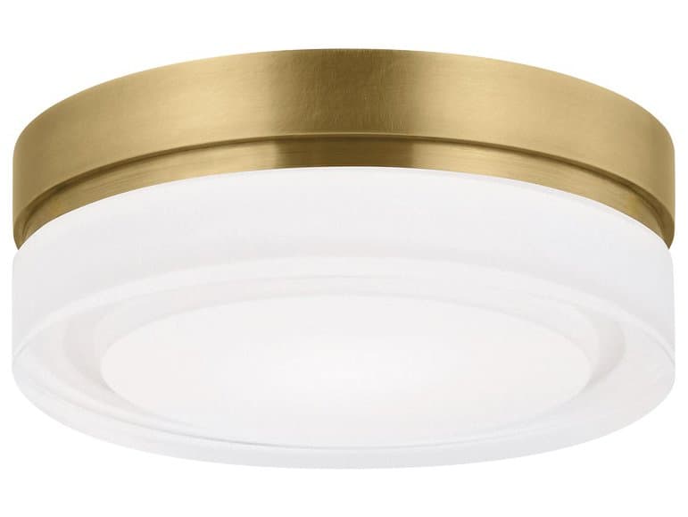 Visual Comfort Modern Cirque 1-Light Natural Brass Round Flush Mount