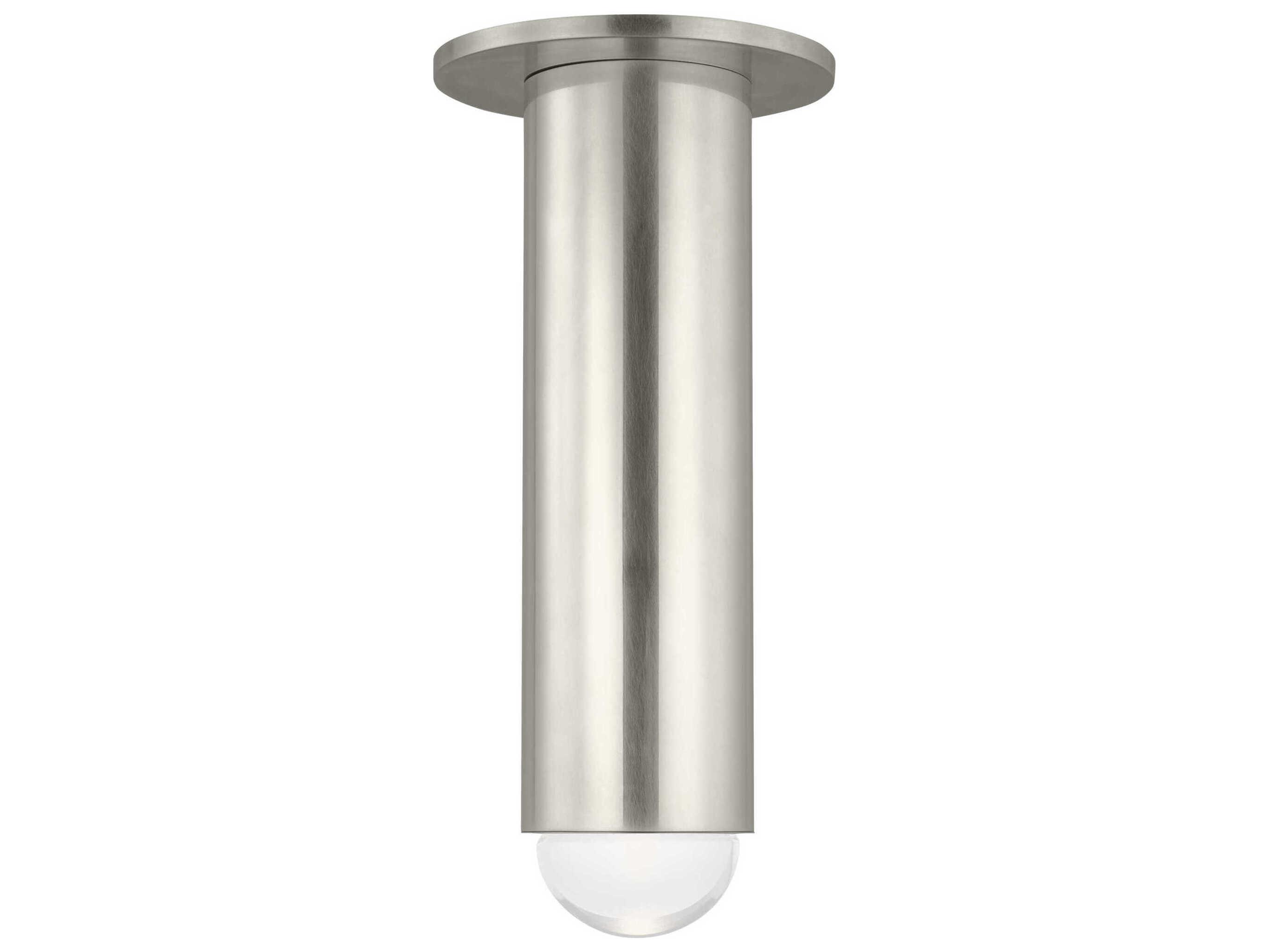 Visual Comfort Modern Ebell 1-Light Antique Nickel Cylinder Flush Mount