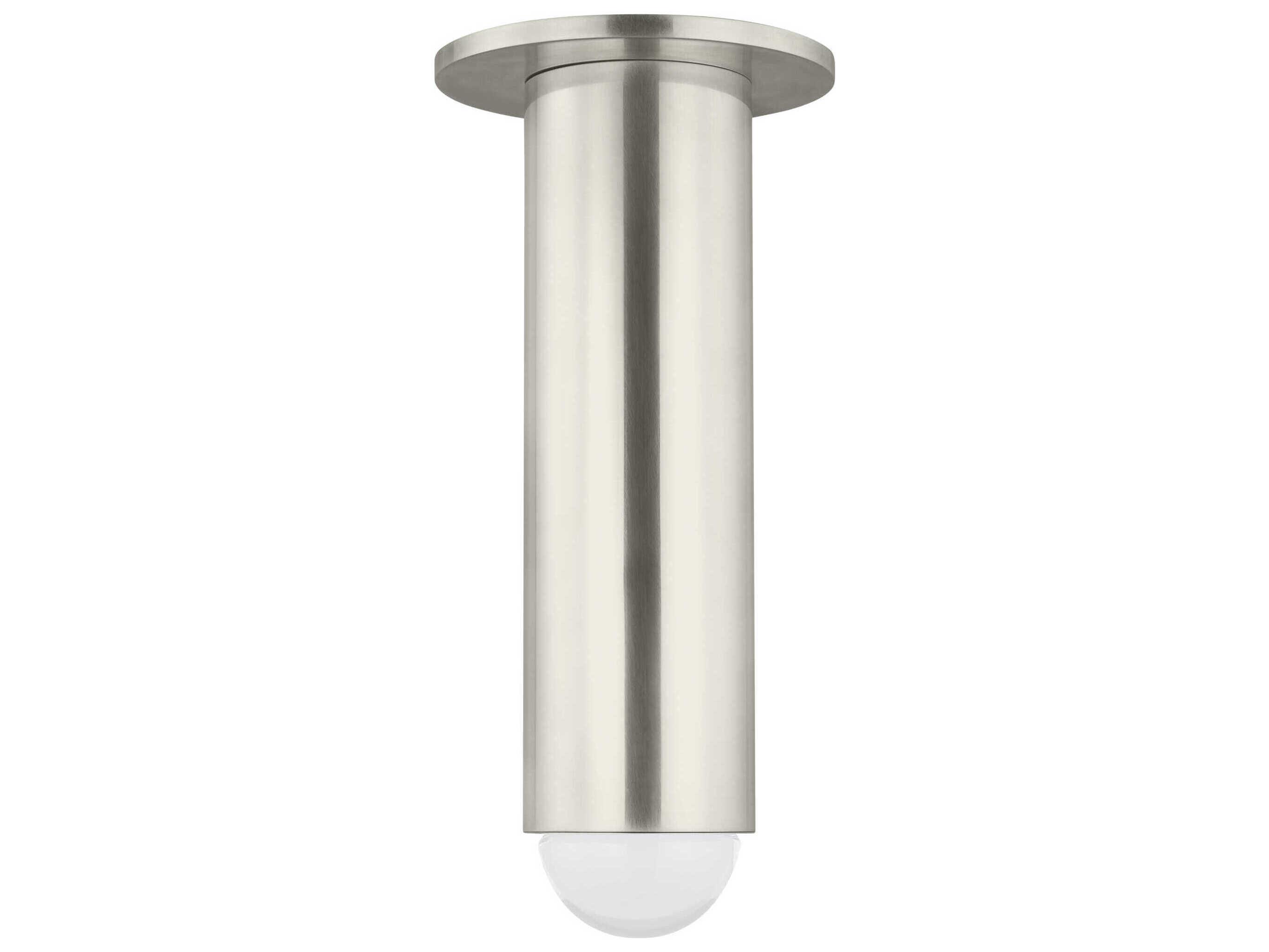 Visual Comfort Modern Ebell 1-Light Antique Nickel Cylinder Flush Mount