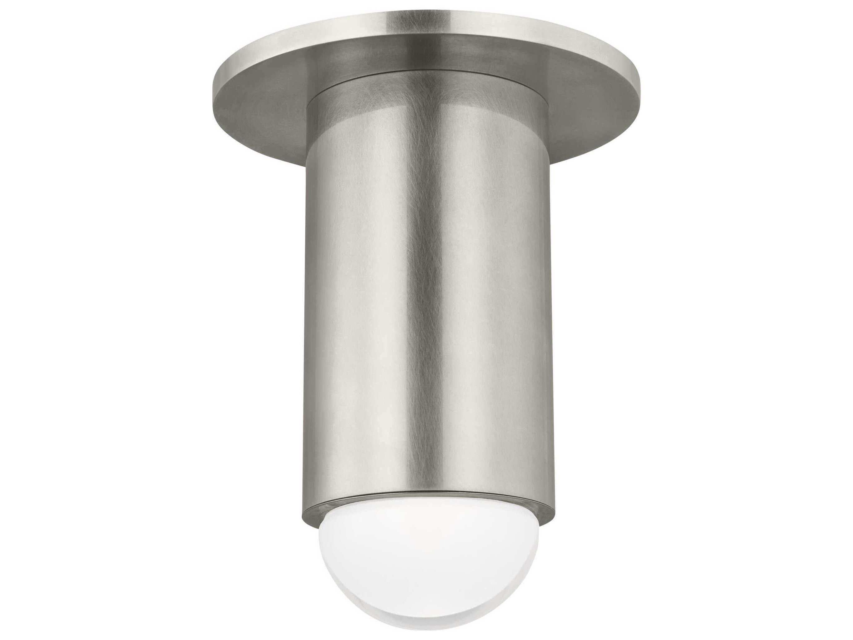 Visual Comfort Modern Ebell 1-Light Antique Nickel Cylinder Flush Mount