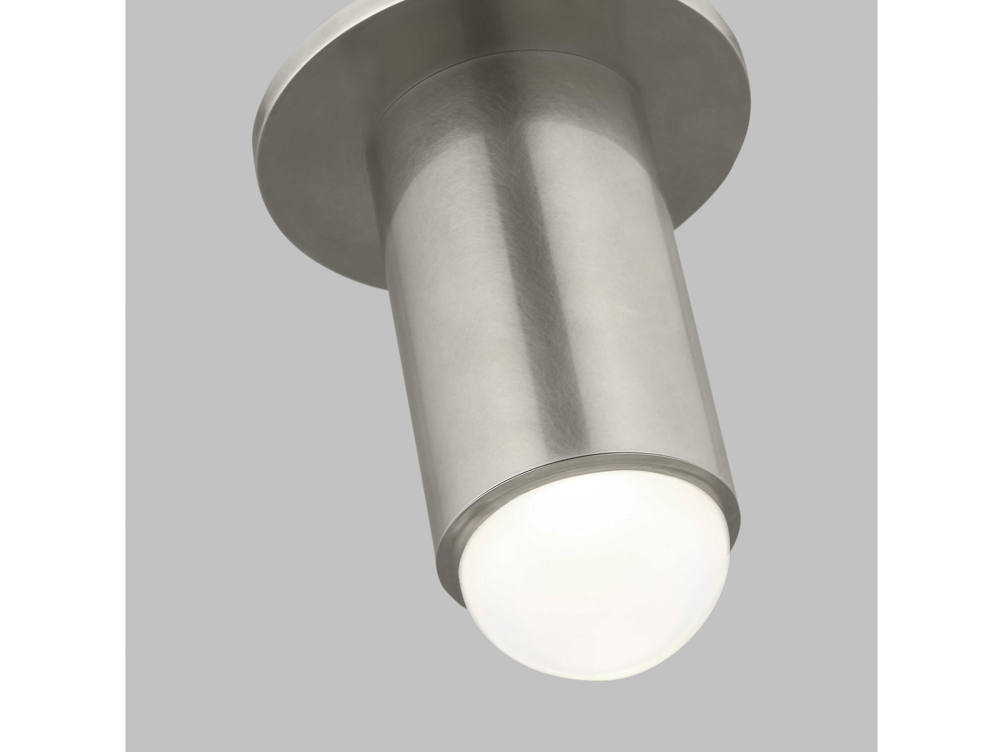 Visual Comfort Modern Ebell 1-Light Antique Nickel Cylinder Flush Mount