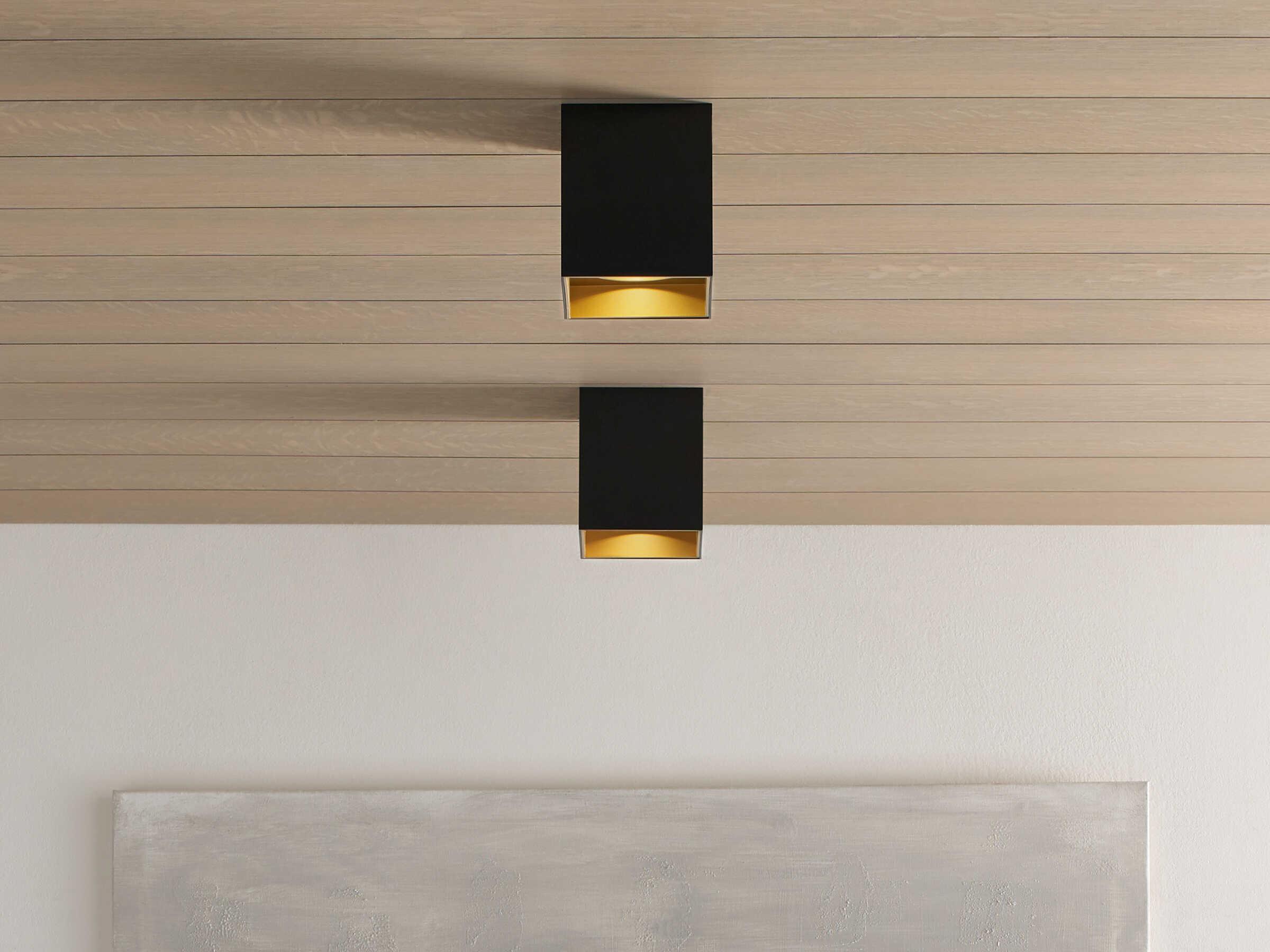 Visual Comfort Modern Exo 1-Light Matte Black Gold Haze Flush Mount