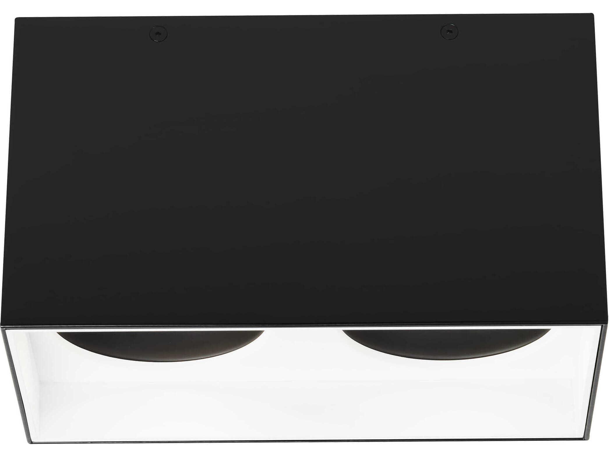 Visual Comfort Modern Exo 2-Light Matte Black White Flush Mount