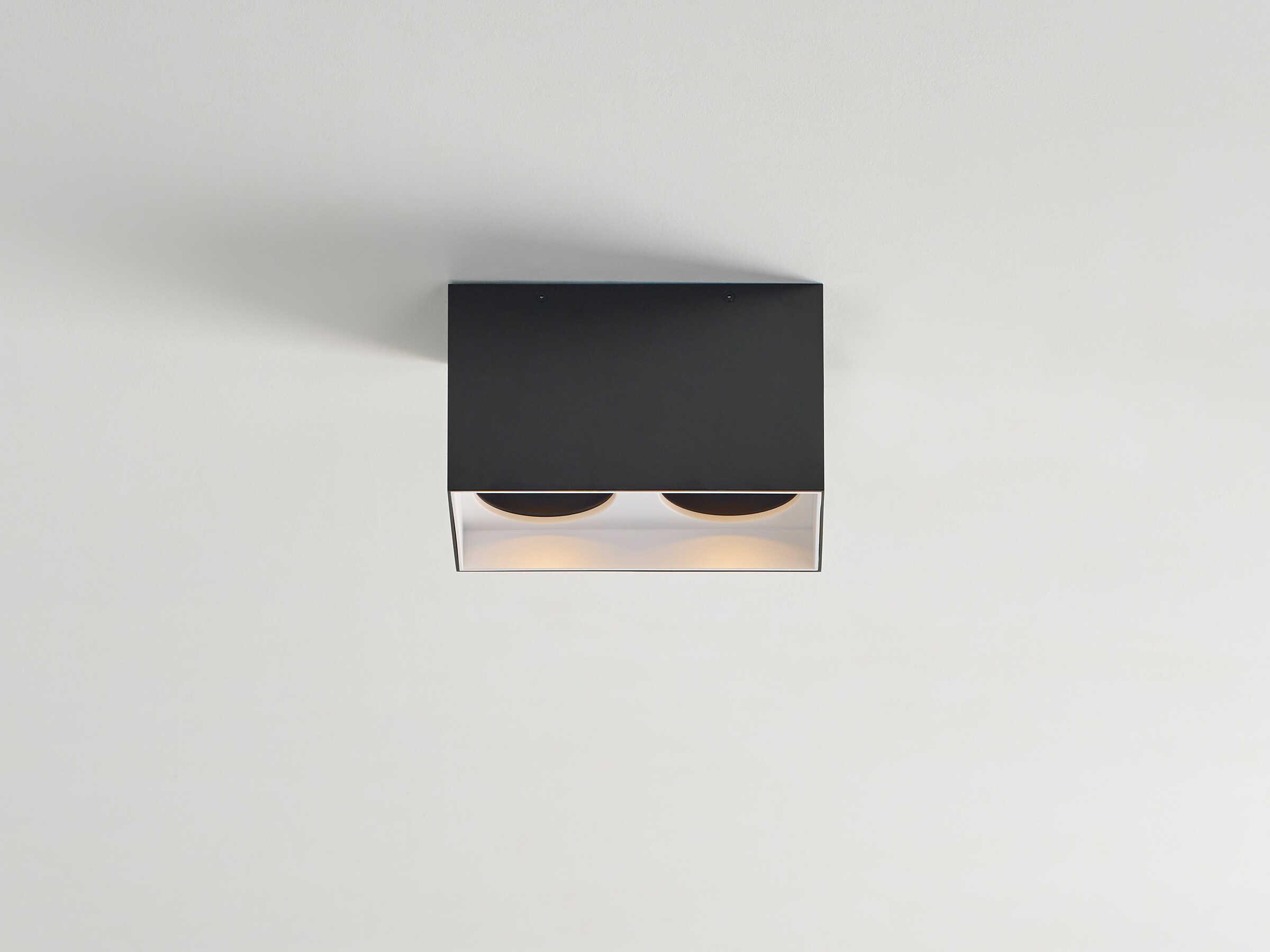 Visual Comfort Modern Exo 2-Light Matte Black White Flush Mount