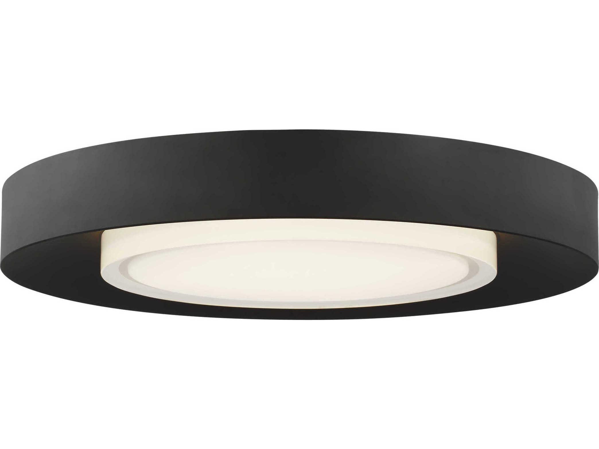Visual Comfort Modern Hilo 1-Light Nightshade Black Round Flush Mount