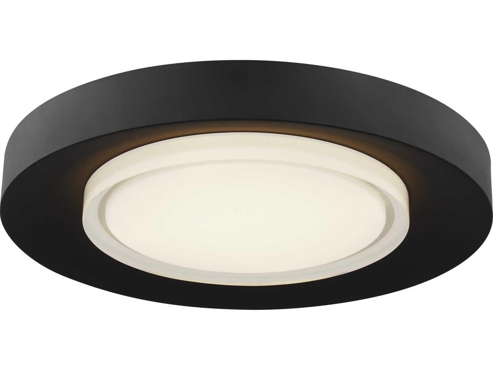 Visual Comfort Modern Hilo 1-Light Nightshade Black Round Flush Mount