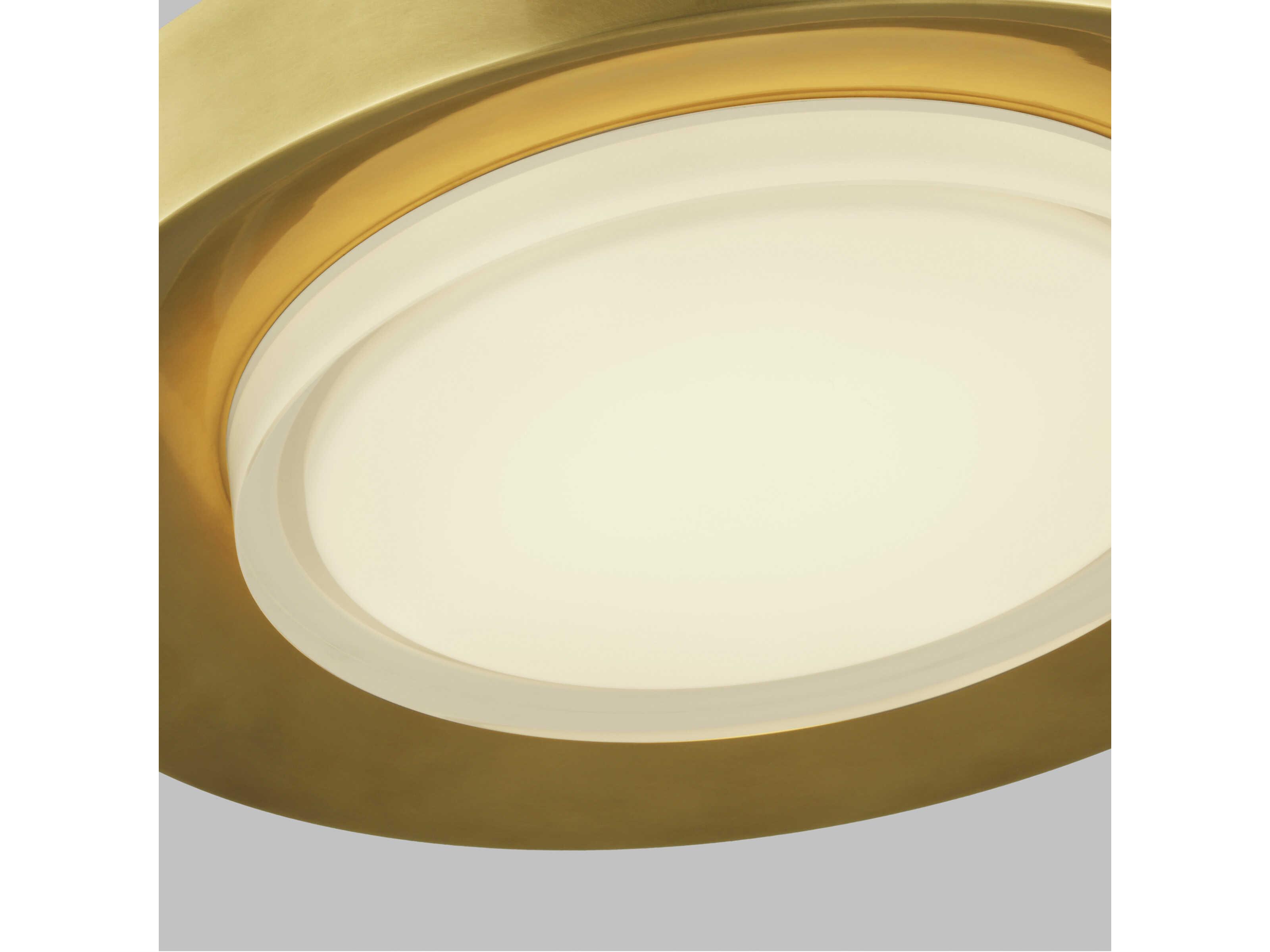 Visual Comfort Modern Hilo 1-Light Natural Brass Round Flush Mount