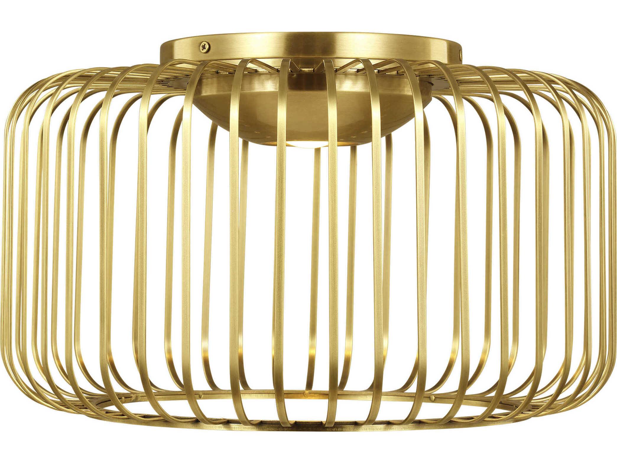 Visual Comfort Modern Kai 1-Light Plated Brass Flush Mount
