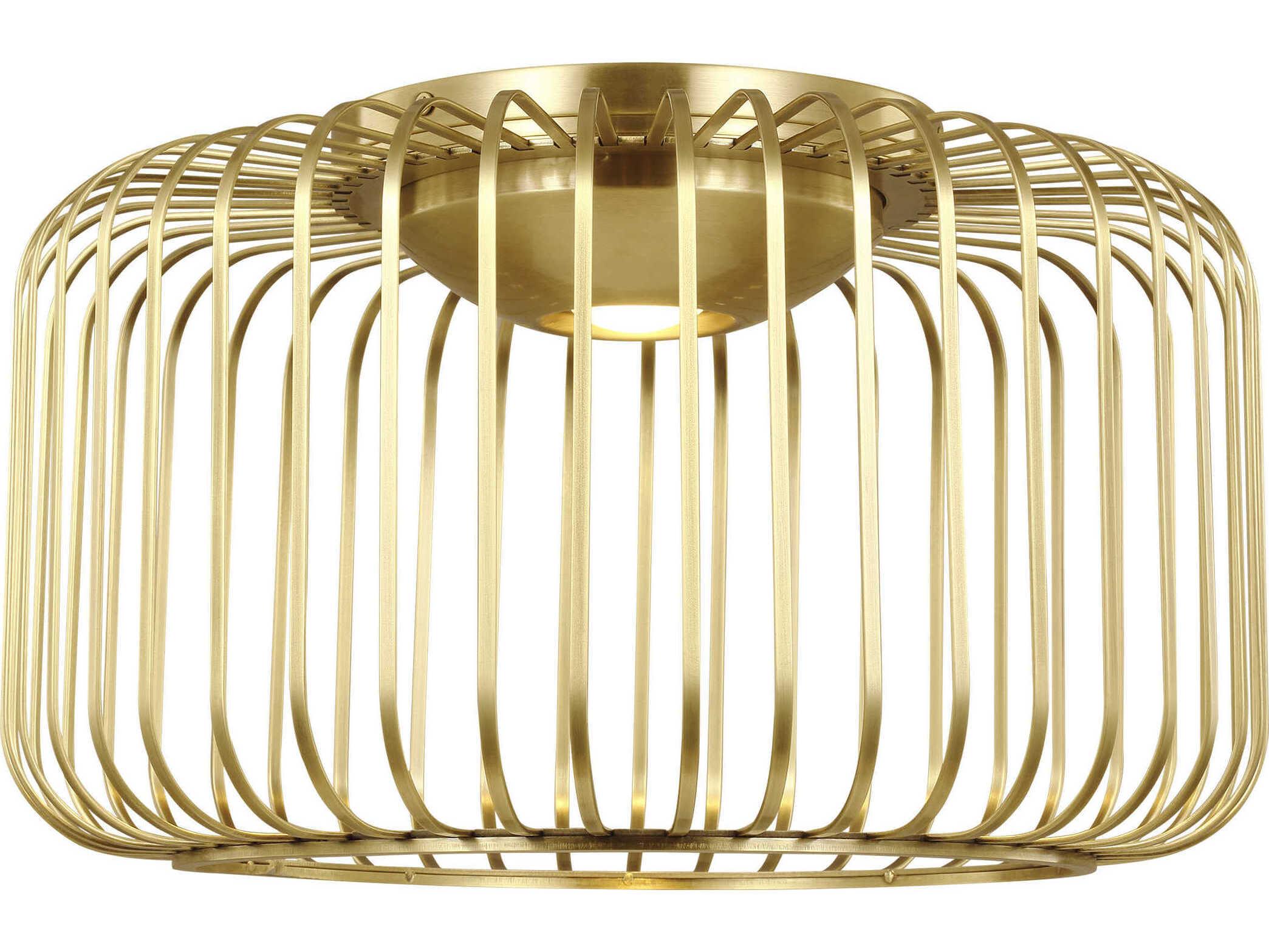 Visual Comfort Modern Kai 1-Light Plated Brass Flush Mount