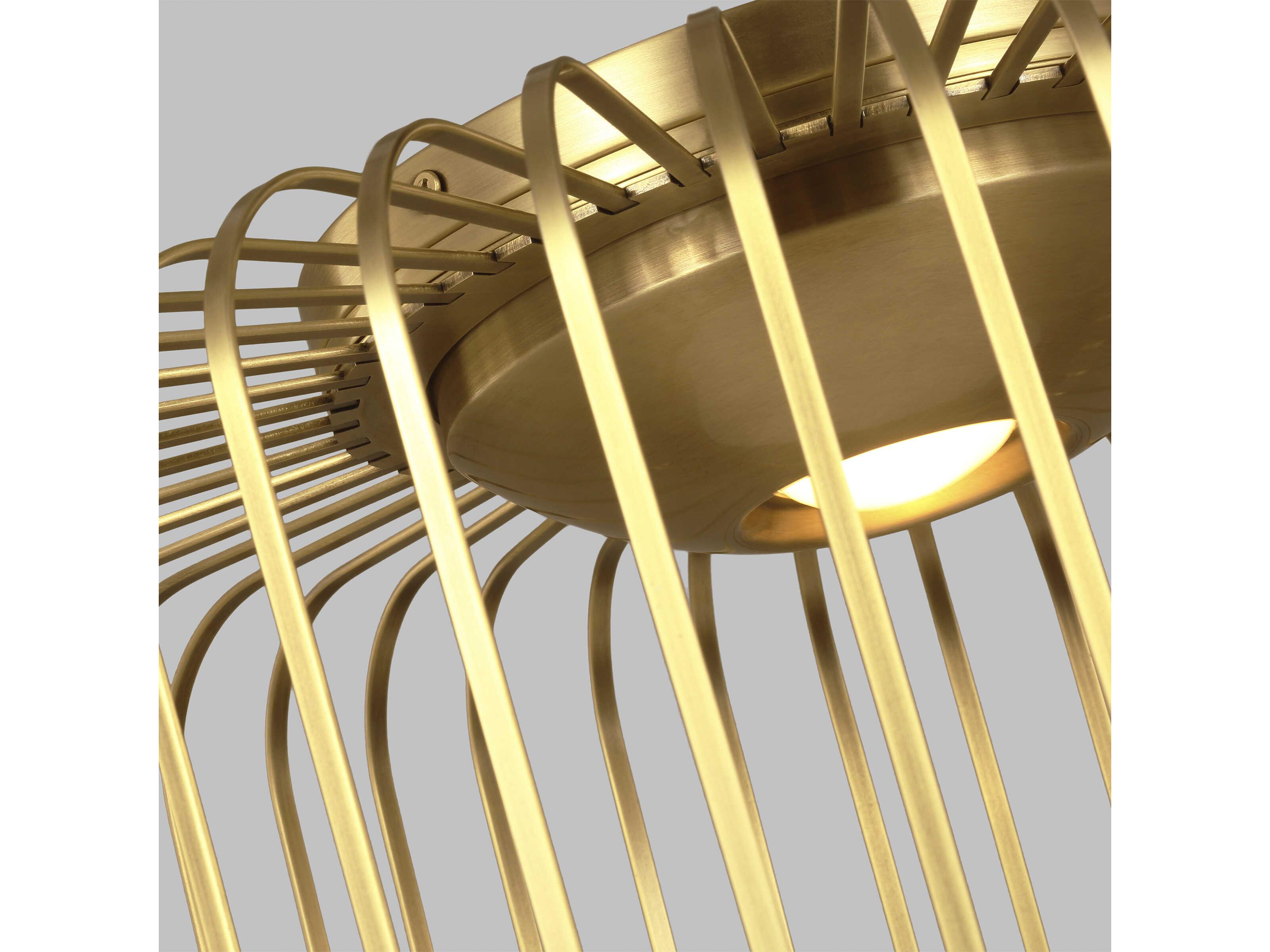 Visual Comfort Modern Kai 1-Light Plated Brass Flush Mount