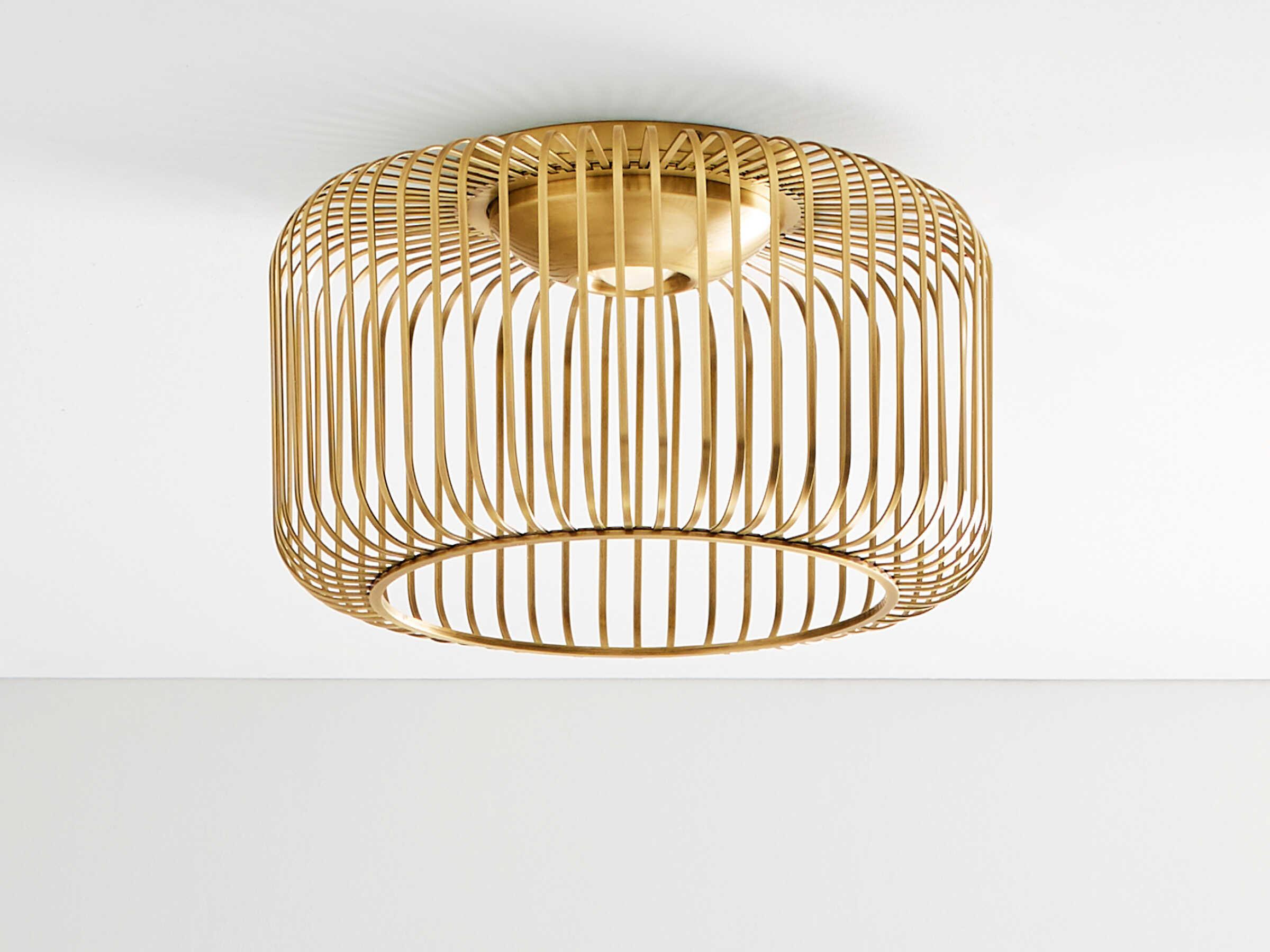 Visual Comfort Modern Kai 1-Light Plated Brass Flush Mount