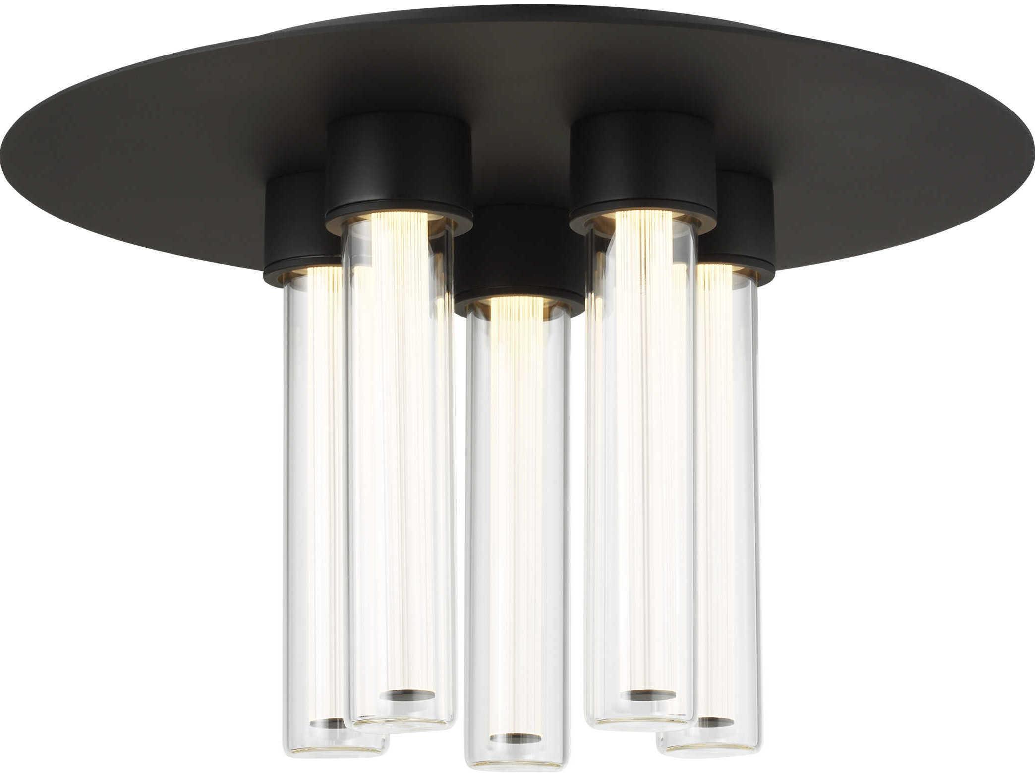 Visual Comfort Modern Kola 5-Light Nightshade Black Cylinder Flush Mount