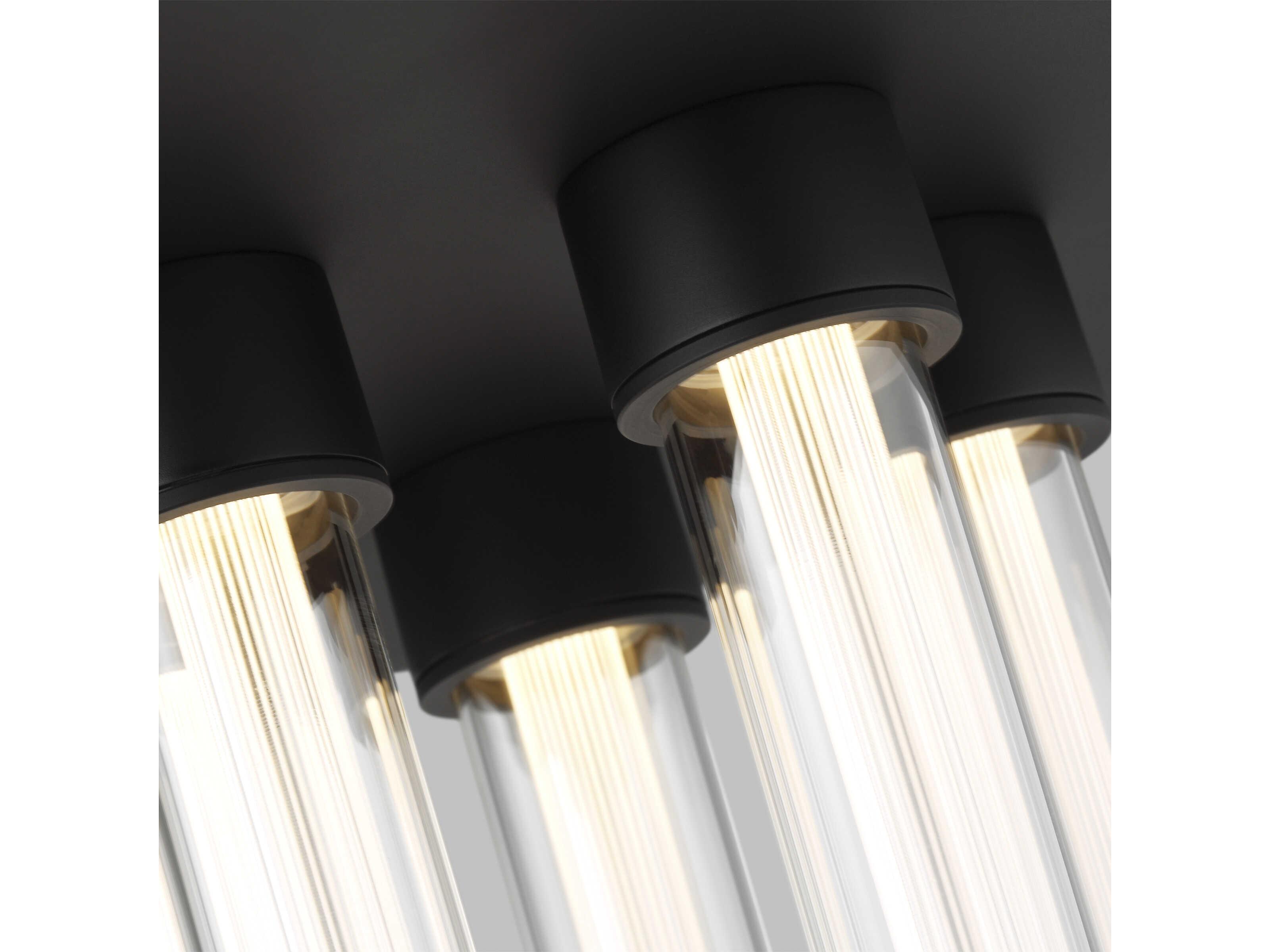 Visual Comfort Modern Kola 5-Light Nightshade Black Cylinder Flush Mount