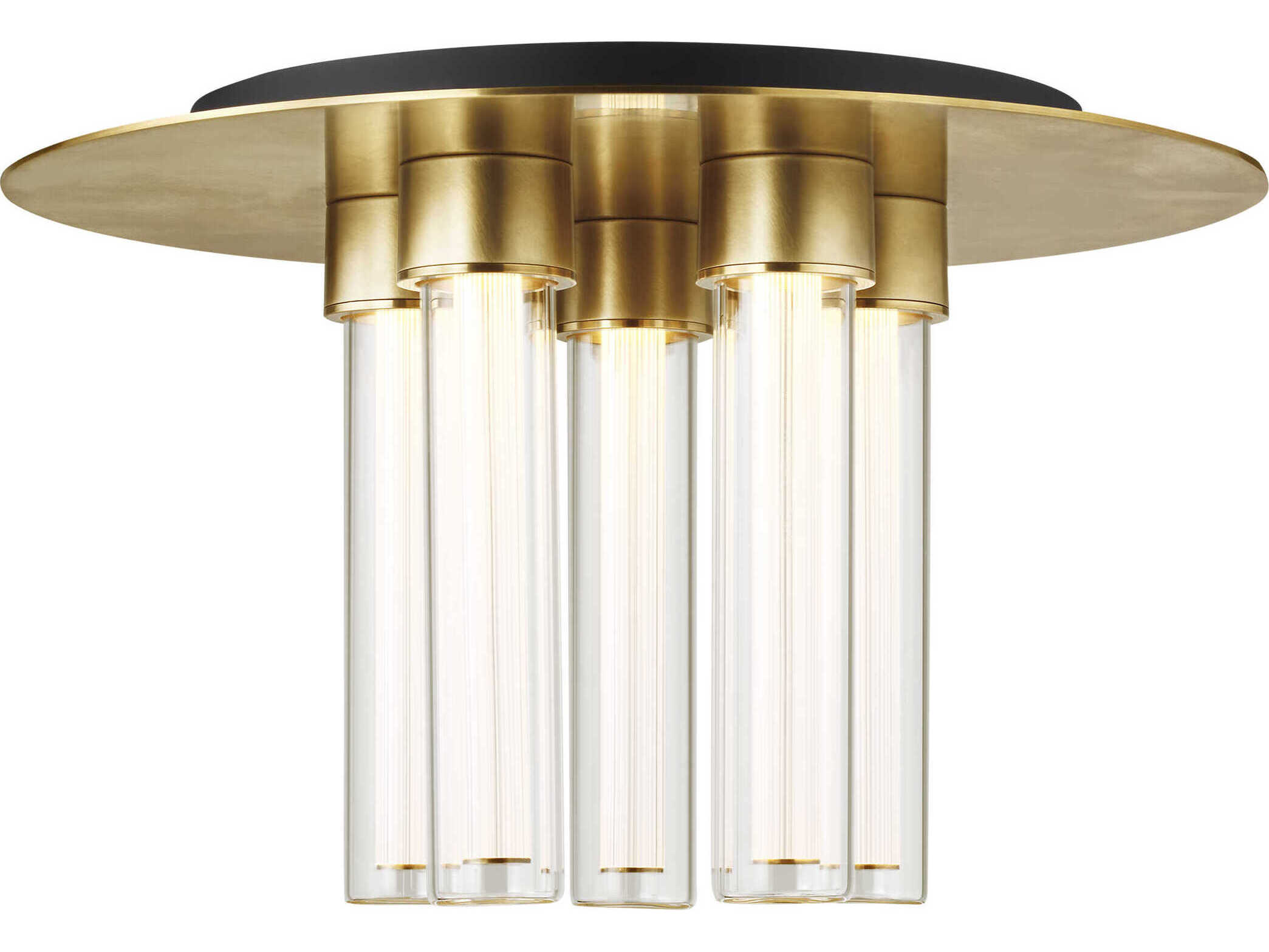 Visual Comfort Modern Kola 5-Light Natural Brass Cylinder Flush Mount