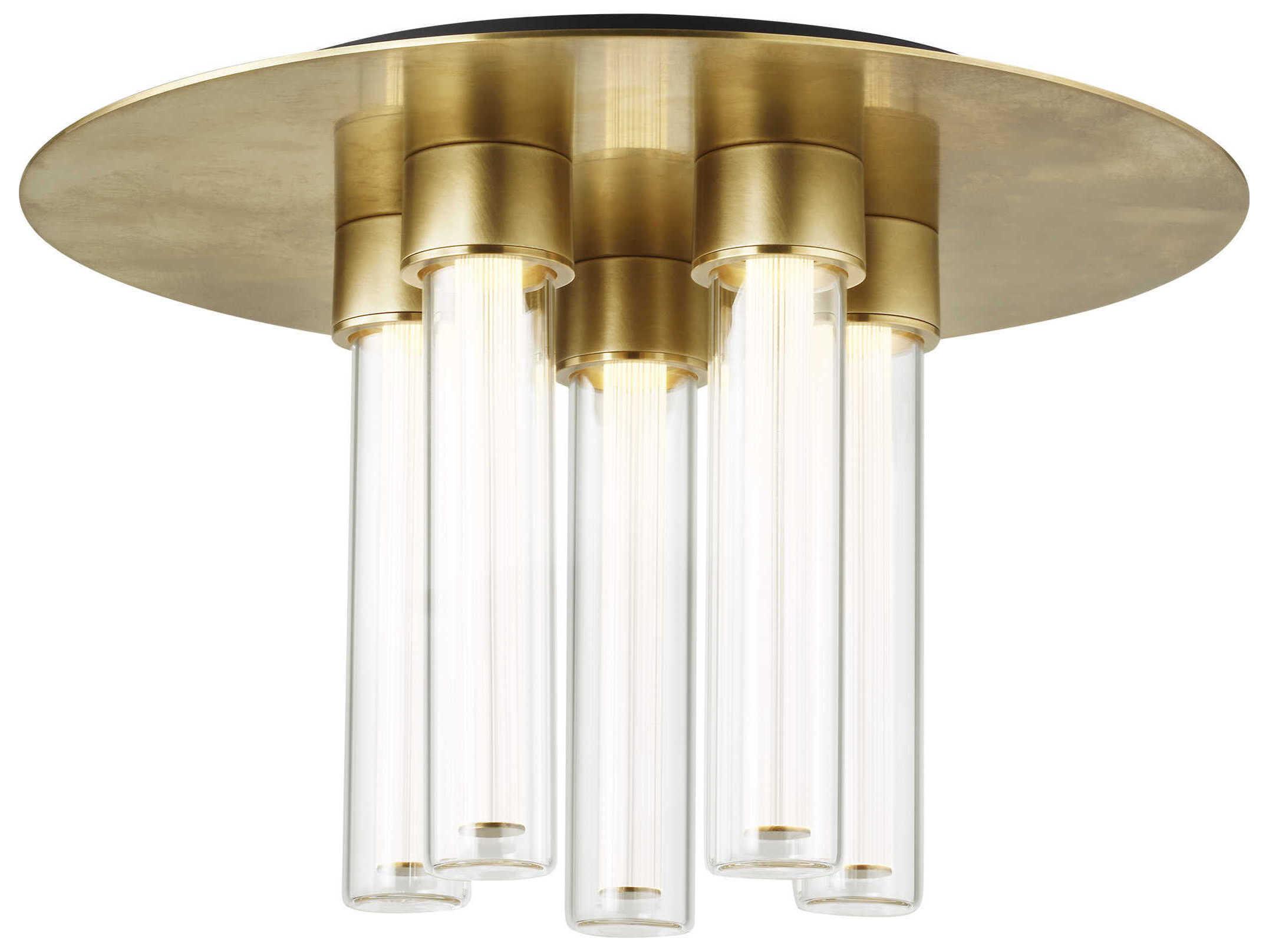 Visual Comfort Modern Kola 5-Light Natural Brass Cylinder Flush Mount