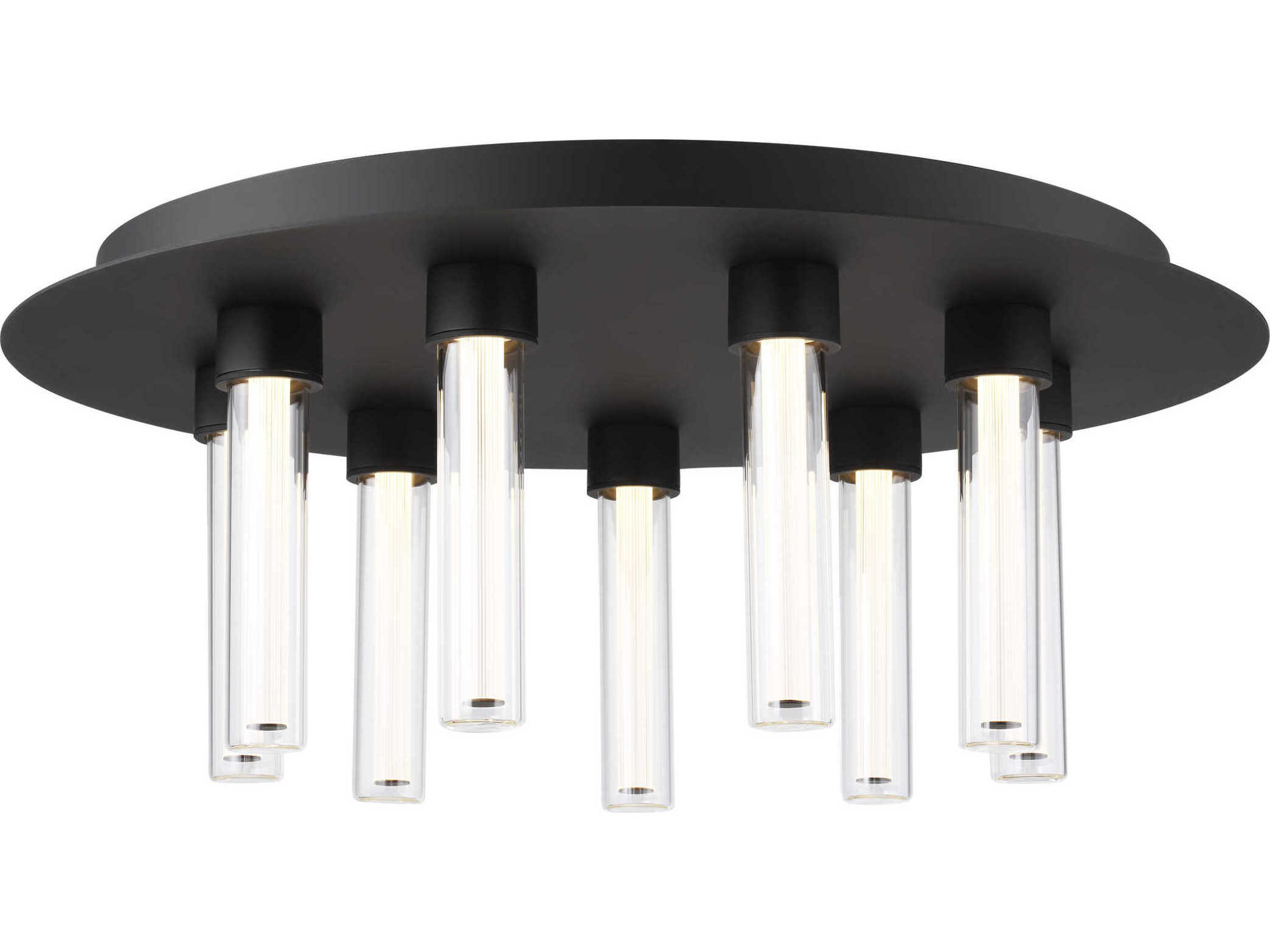 Visual Comfort Modern Kola 9-Light Nightshade Black Cylinder Flush Mount