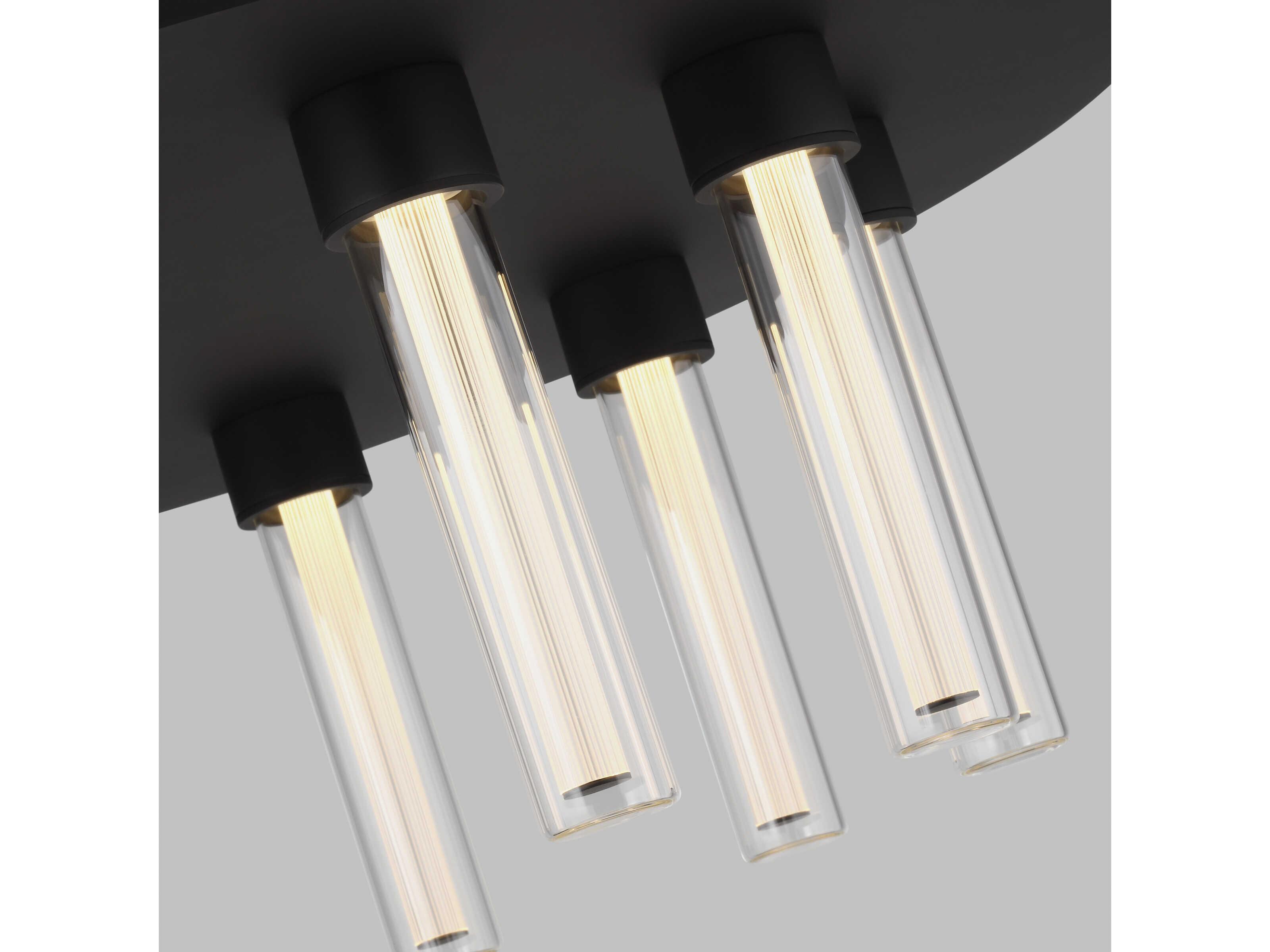 Visual Comfort Modern Kola 9-Light Nightshade Black Cylinder Flush Mount