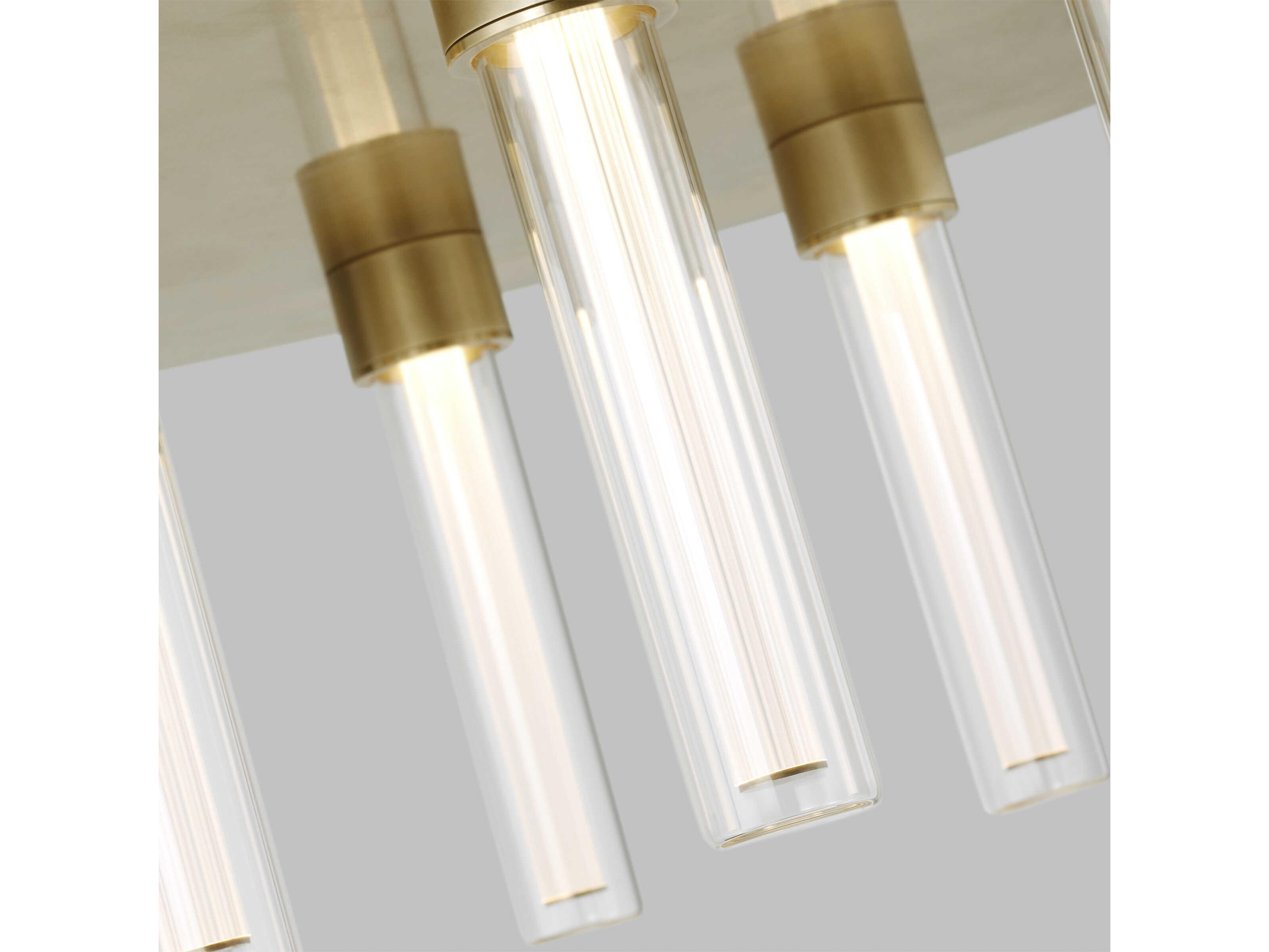 Visual Comfort Modern Kola 9-Light Natural Brass Cylinder Flush Mount