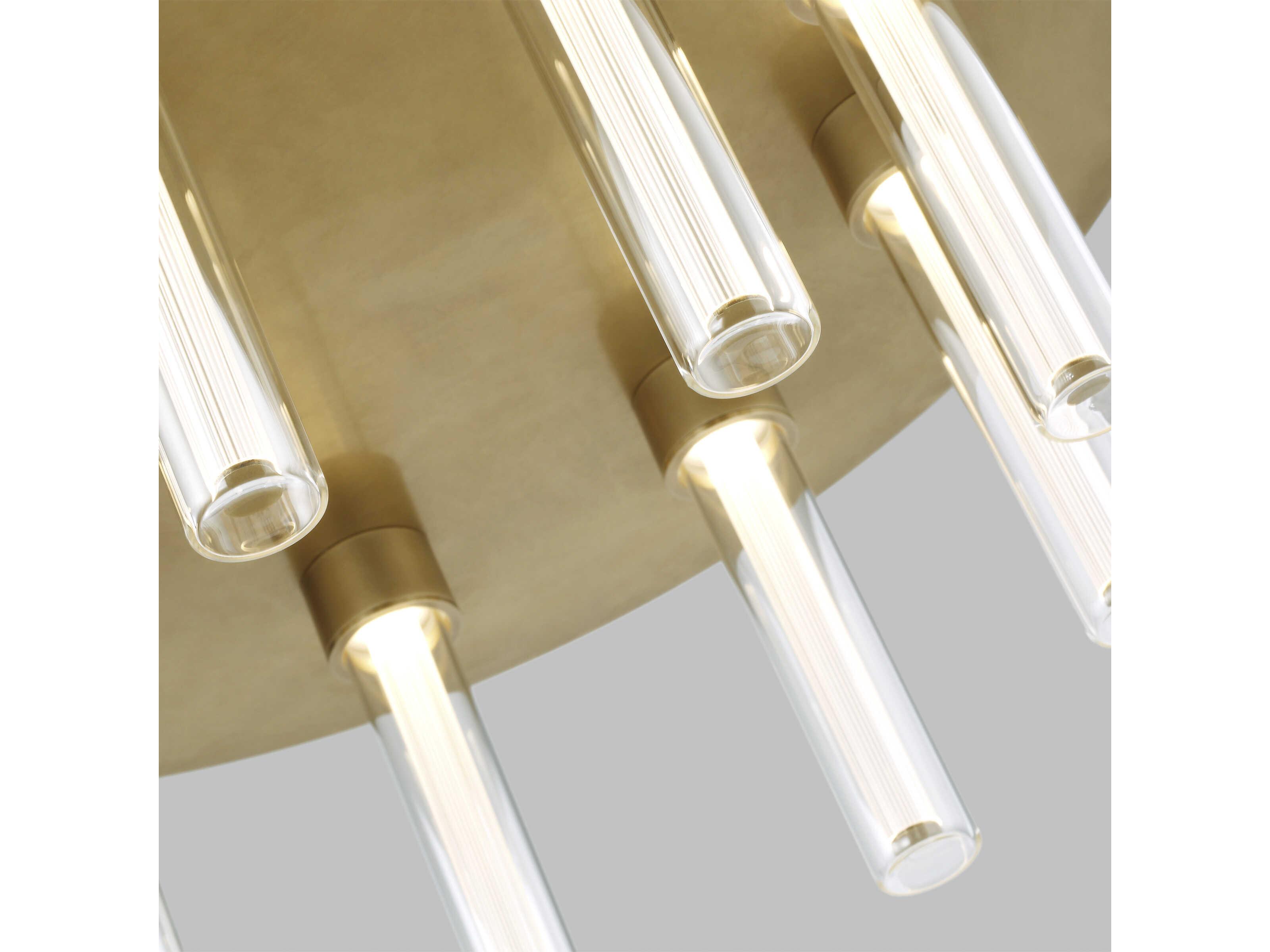 Visual Comfort Modern Kola 9-Light Natural Brass Cylinder Flush Mount