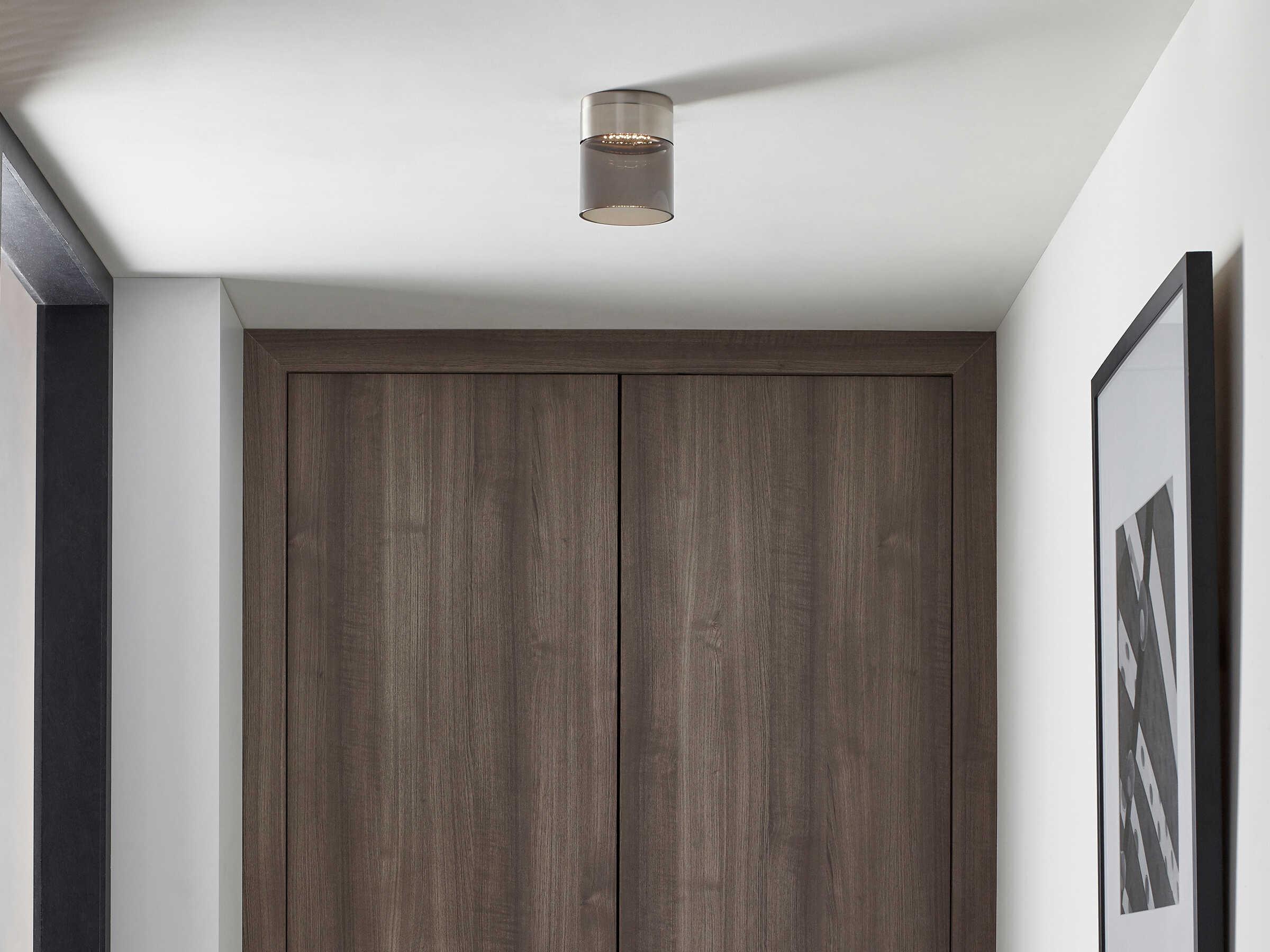 Visual Comfort Modern Manette 1-Light Satin Nickel Gray Flush Mount