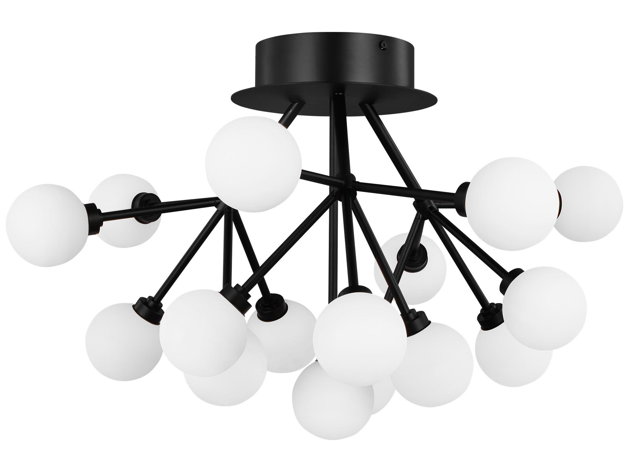 Visual Comfort Modern Mara 16-Light Matte Black Semi Flush Mount