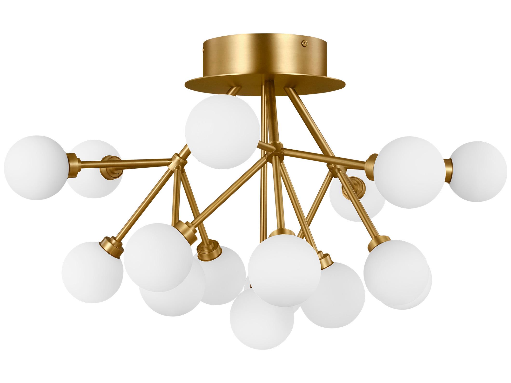 Visual Comfort Modern Mara 16-Light Aged Brass Semi Flush Mount