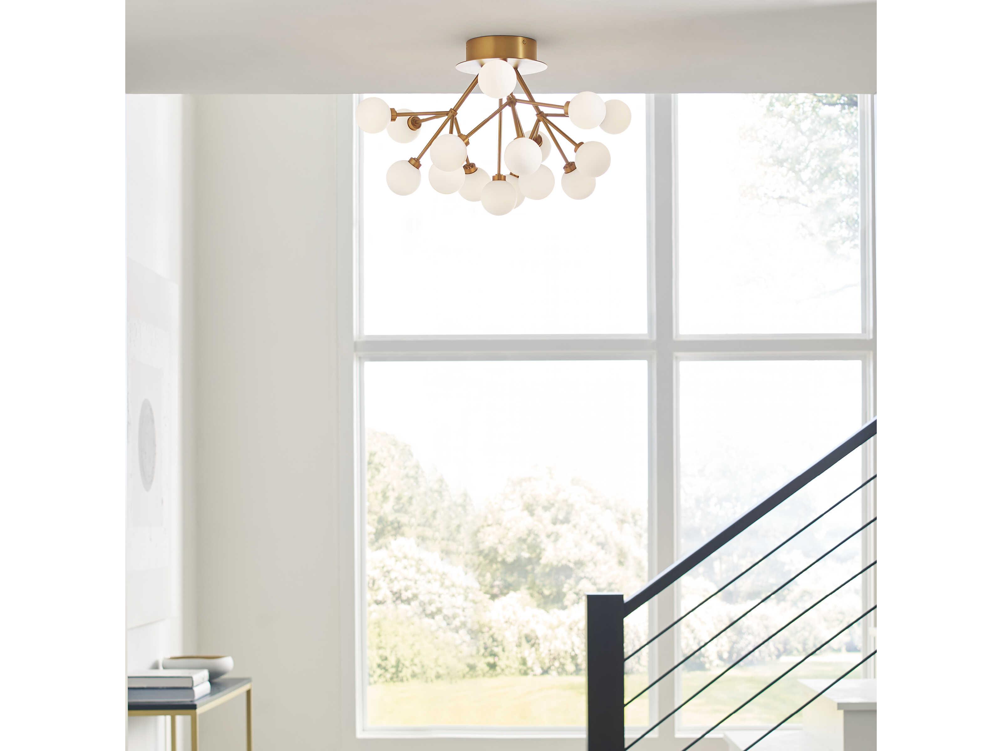 Visual Comfort Modern Mara 16-Light Aged Brass Semi Flush Mount