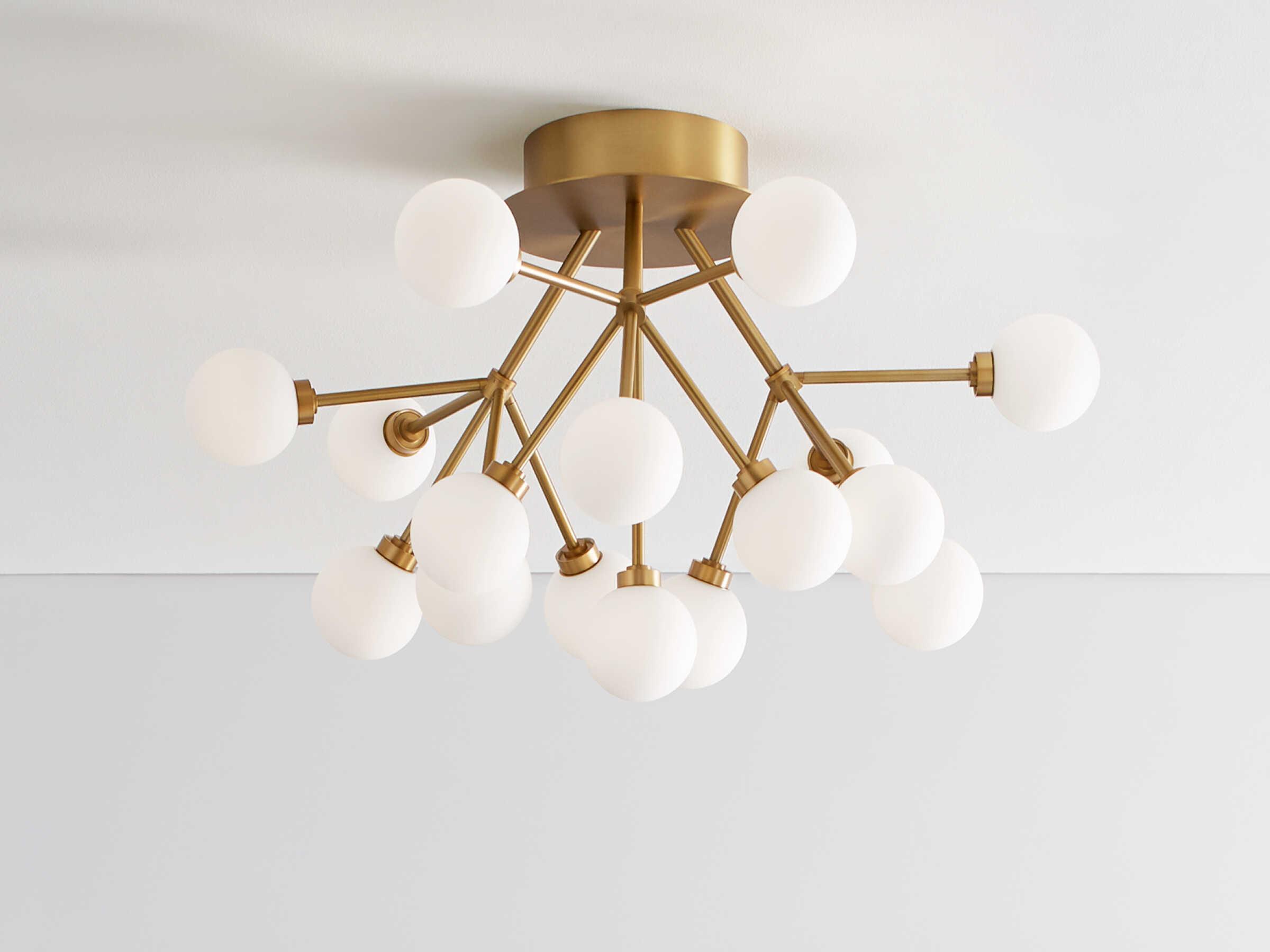 Visual Comfort Modern Mara 16-Light Aged Brass Semi Flush Mount