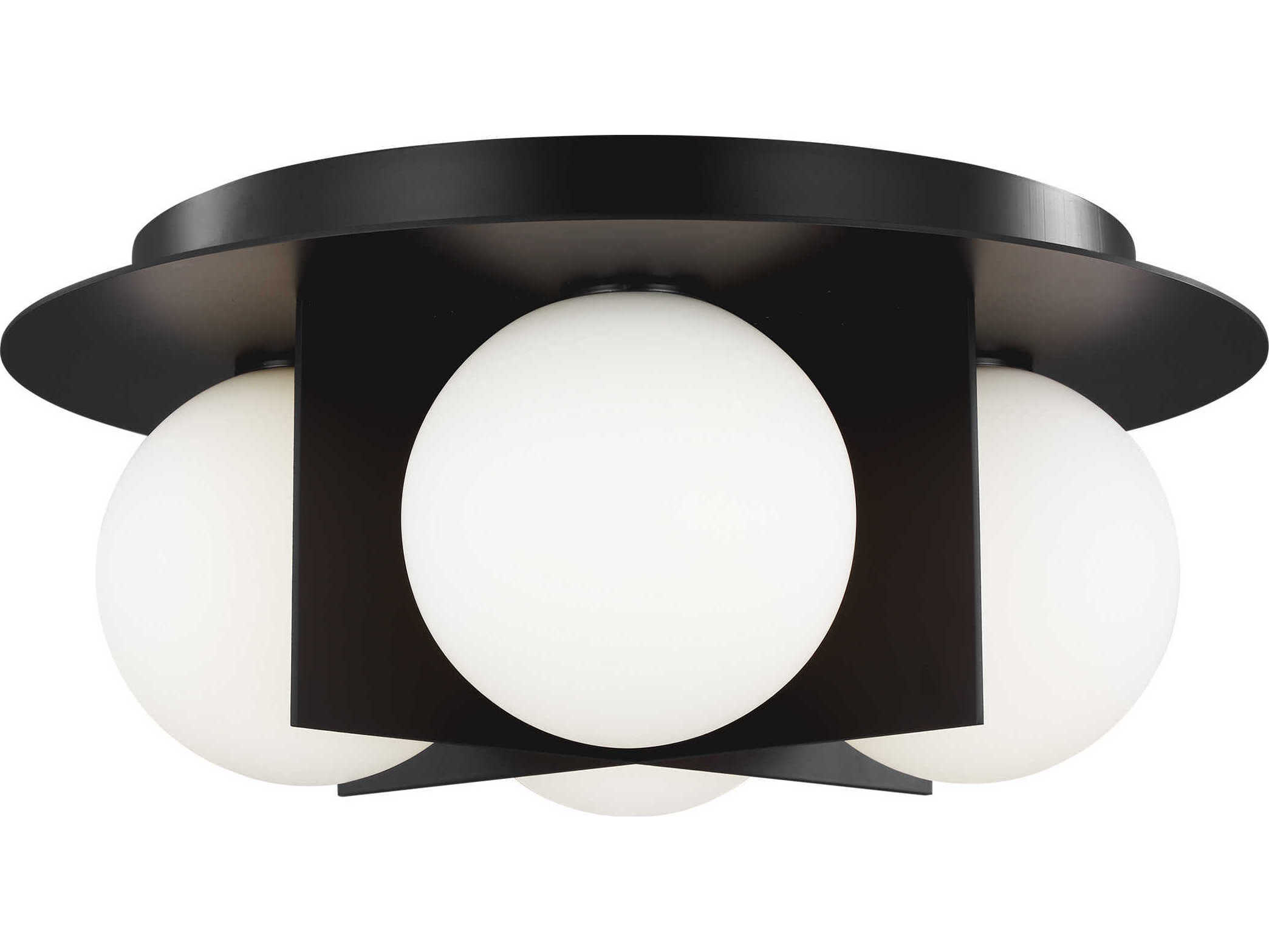 Visual Comfort Modern Orbel 4-Light Matte Black Globe Flush Mount