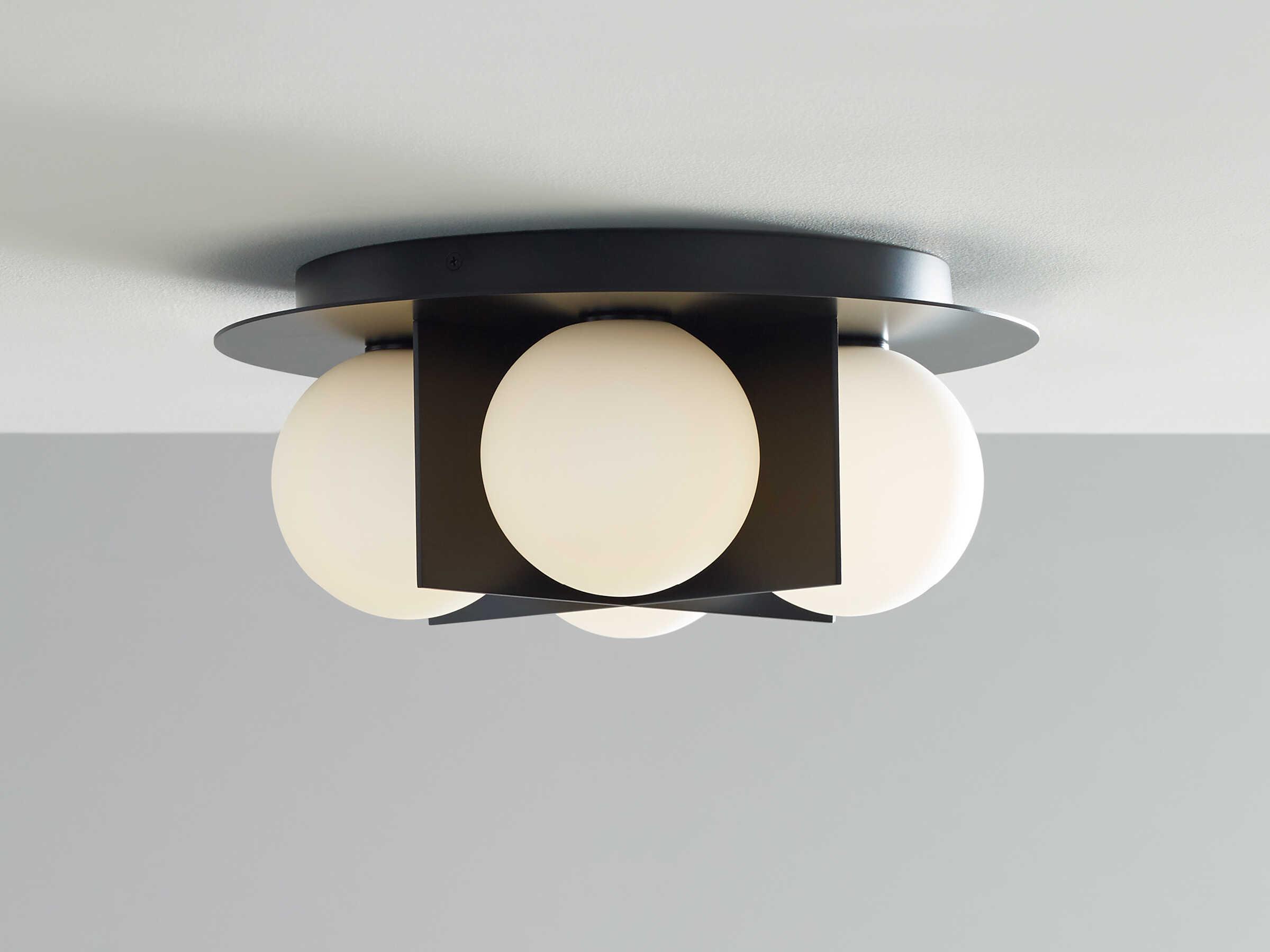 Visual Comfort Modern Orbel 4-Light Matte Black Globe Flush Mount