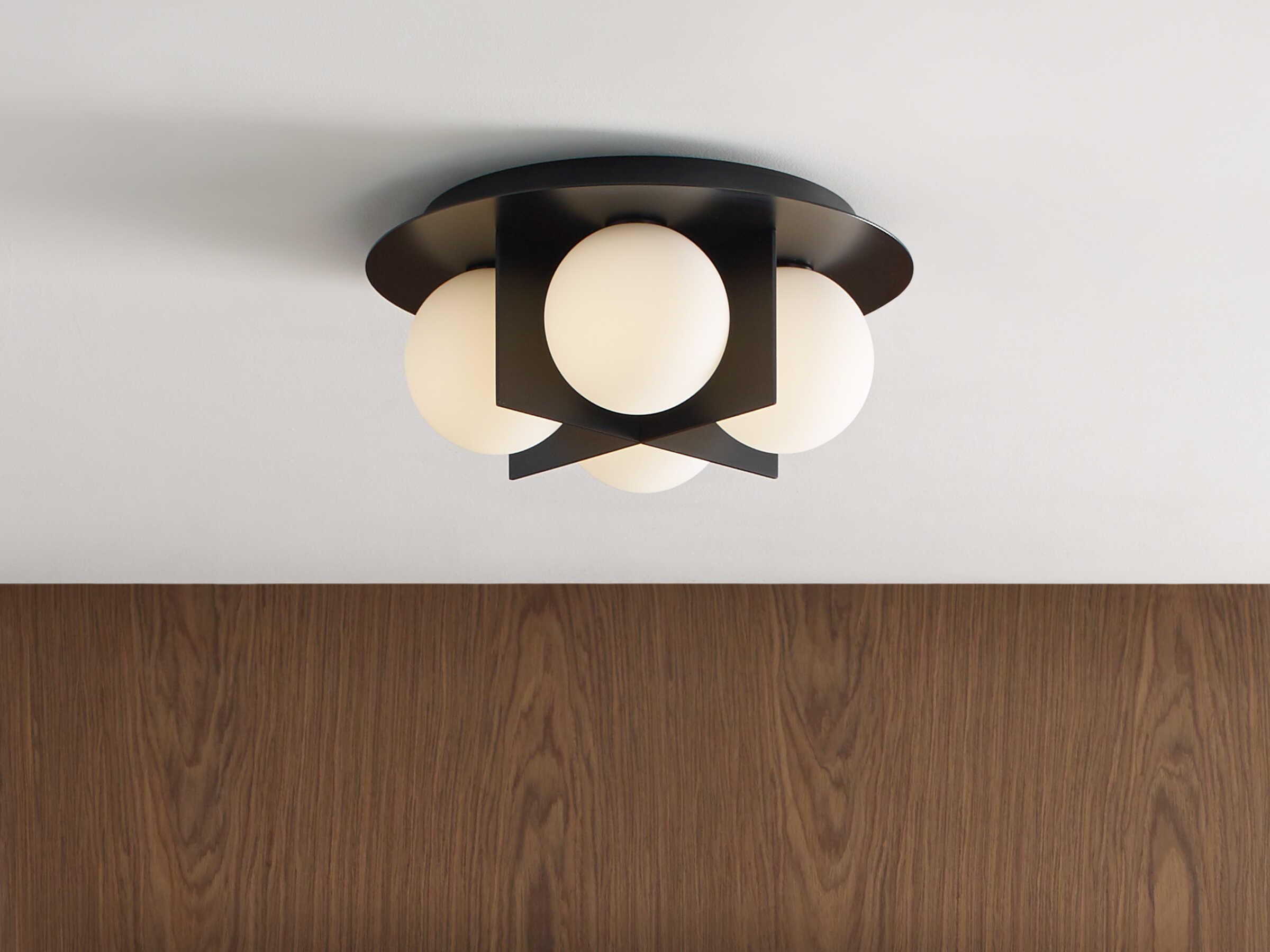Visual Comfort Modern Orbel 4-Light Matte Black Globe Flush Mount
