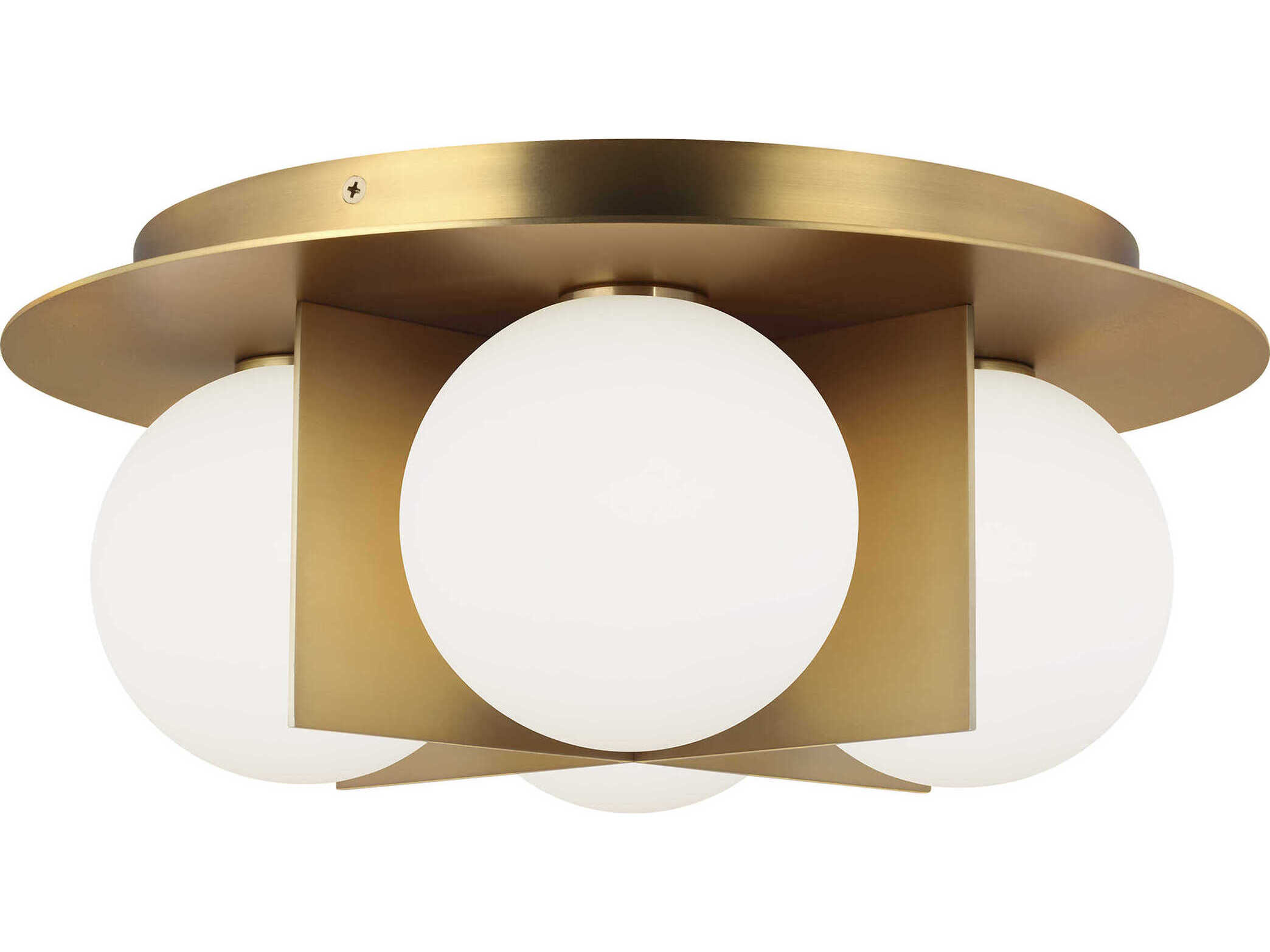 Visual Comfort Modern Orbel 4-Light Aged Brass Globe Flush Mount