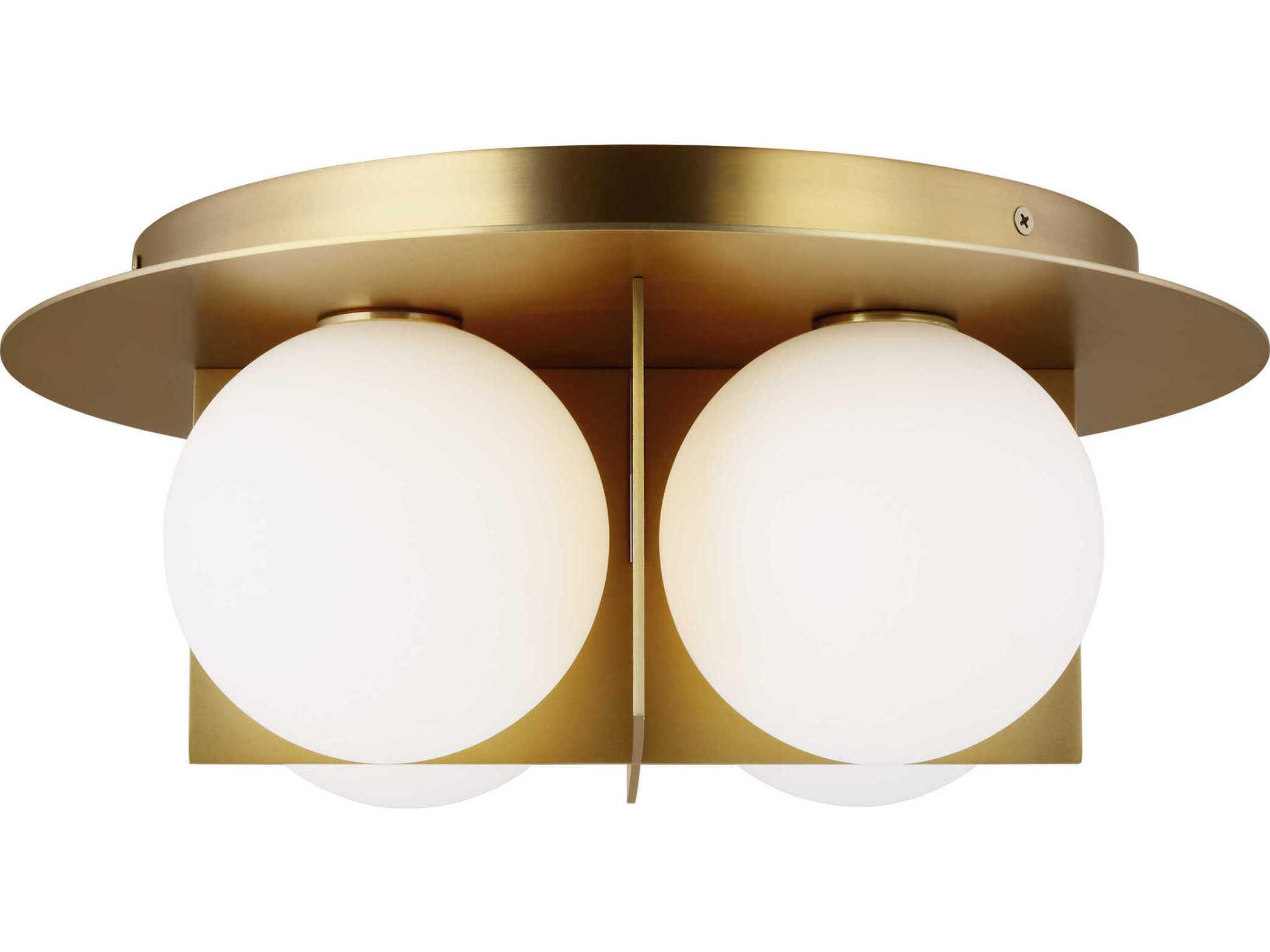 Visual Comfort Modern Orbel 4-Light Aged Brass Globe Flush Mount