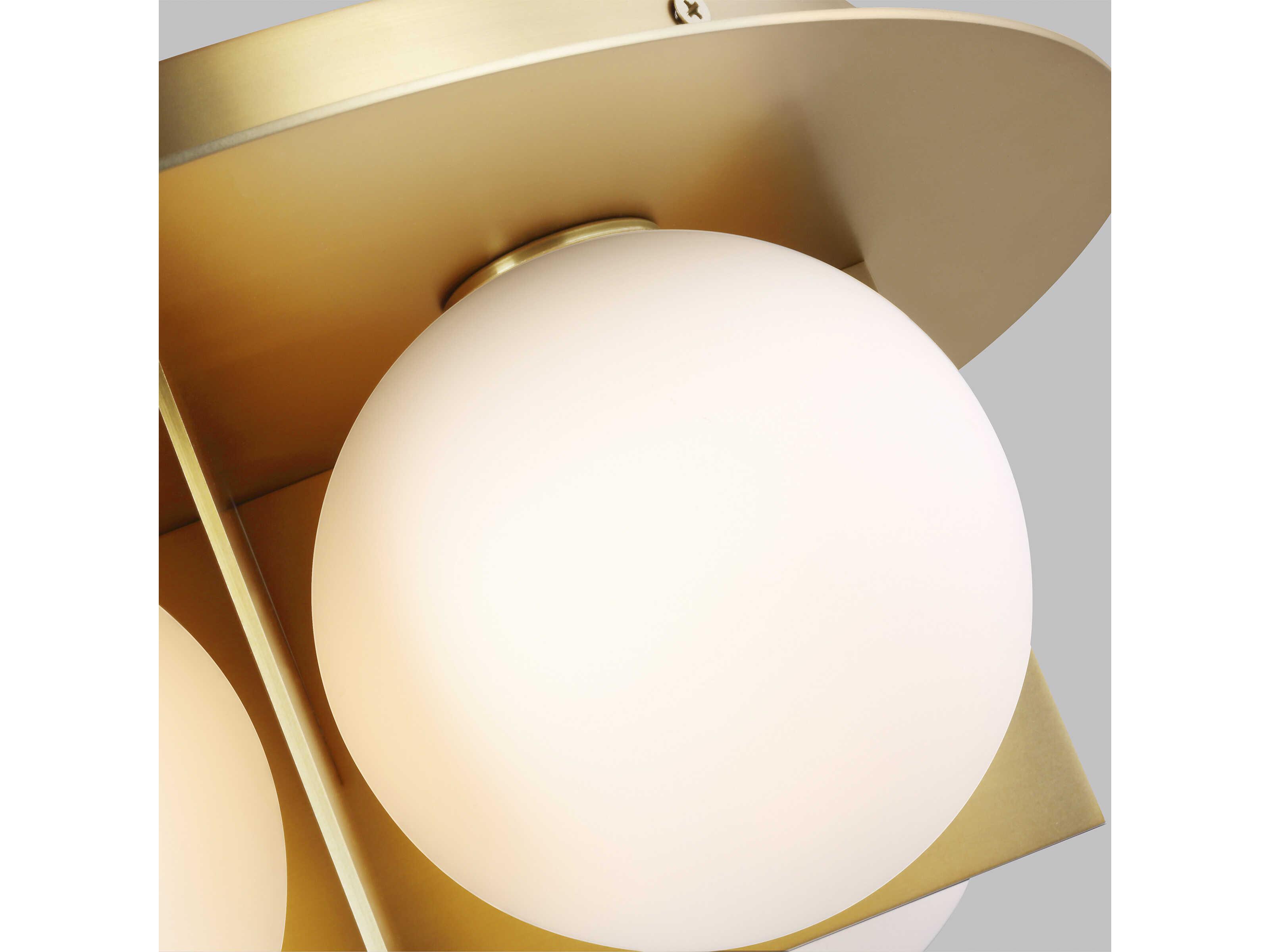 Visual Comfort Modern Orbel 4-Light Aged Brass Globe Flush Mount