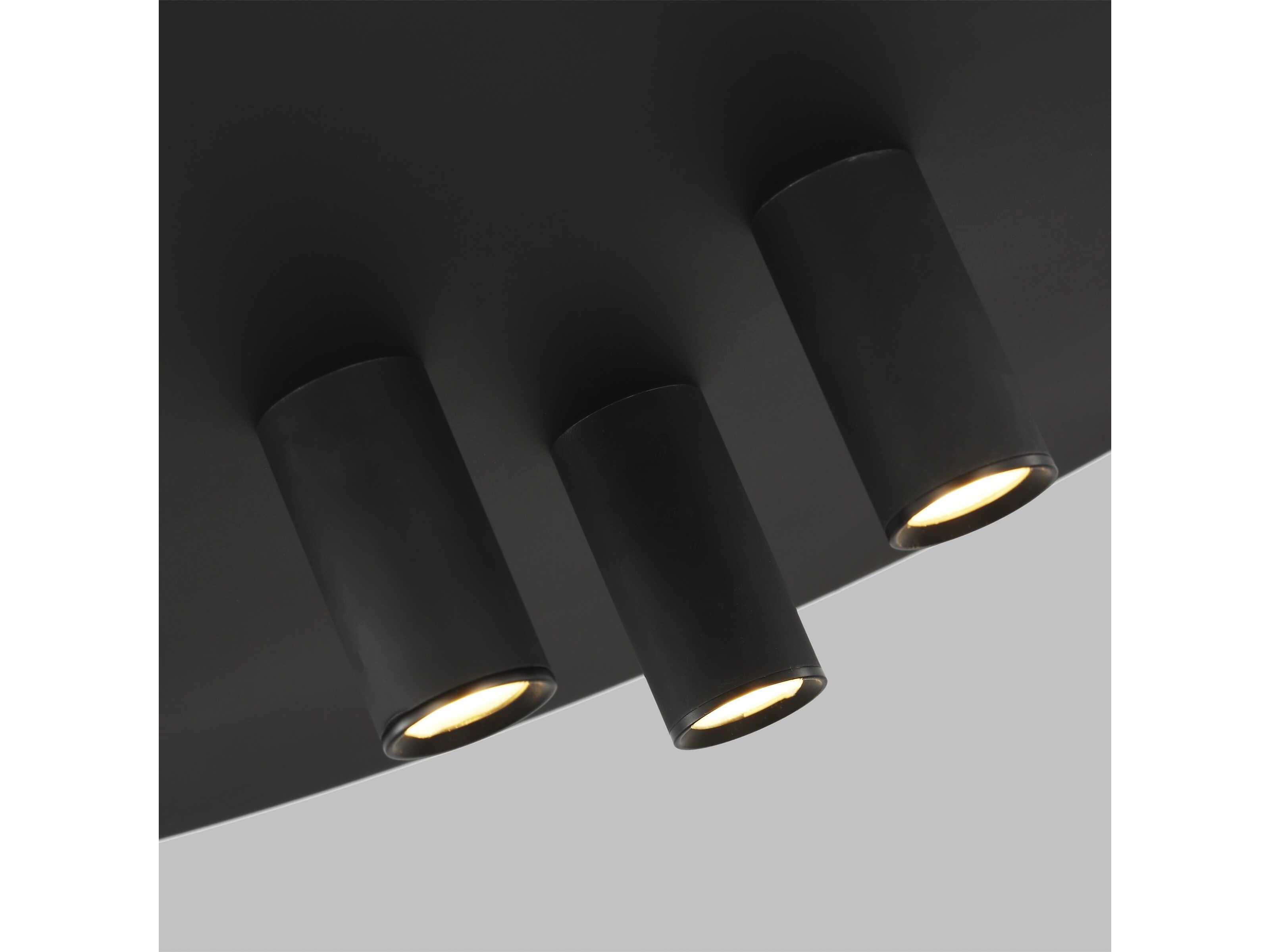 Visual Comfort Modern Ponte 1-Light Nightshade Black Round Flush Mount