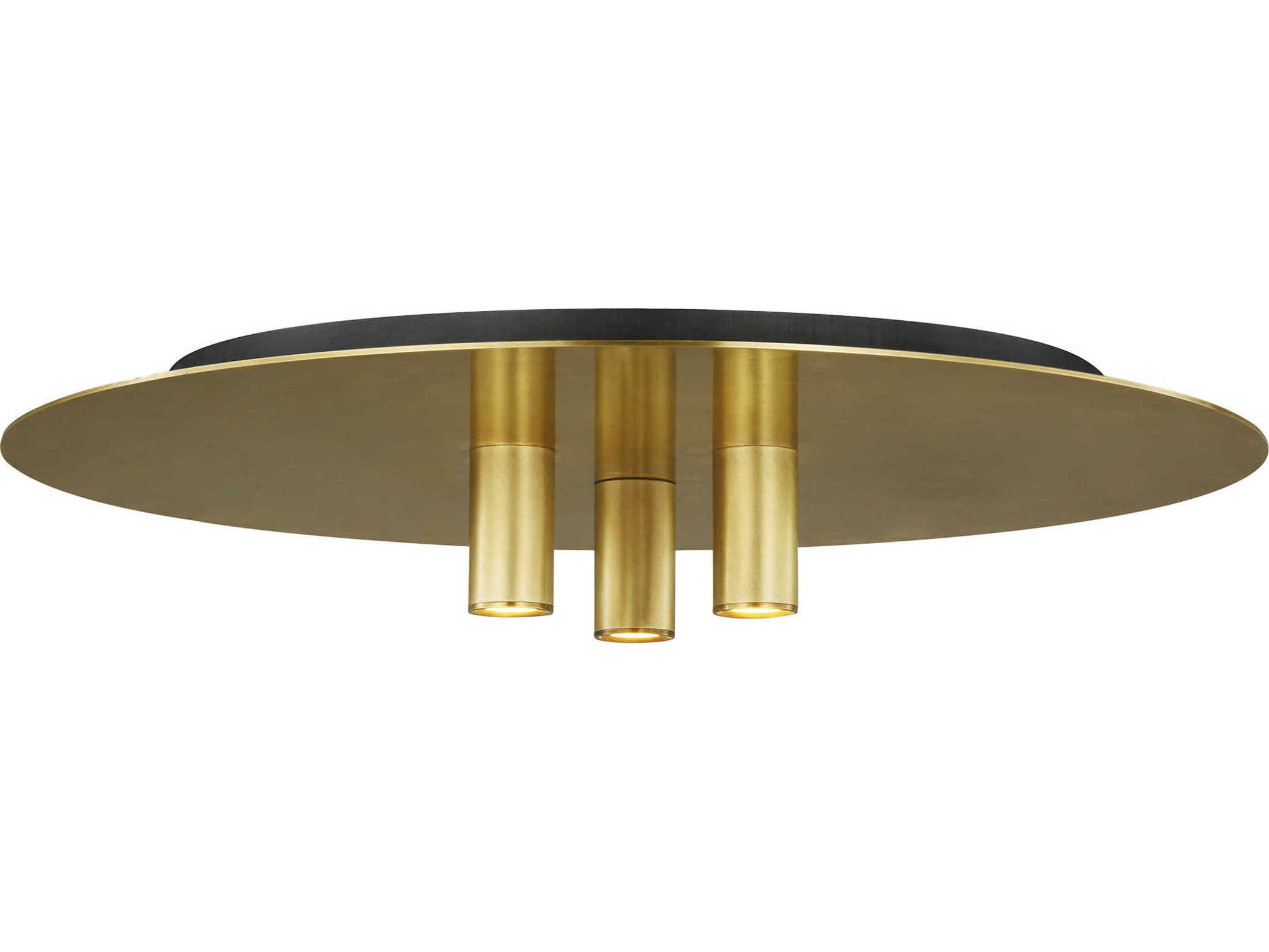 Visual Comfort Modern Ponte 1-Light Natural Brass Round Flush Mount