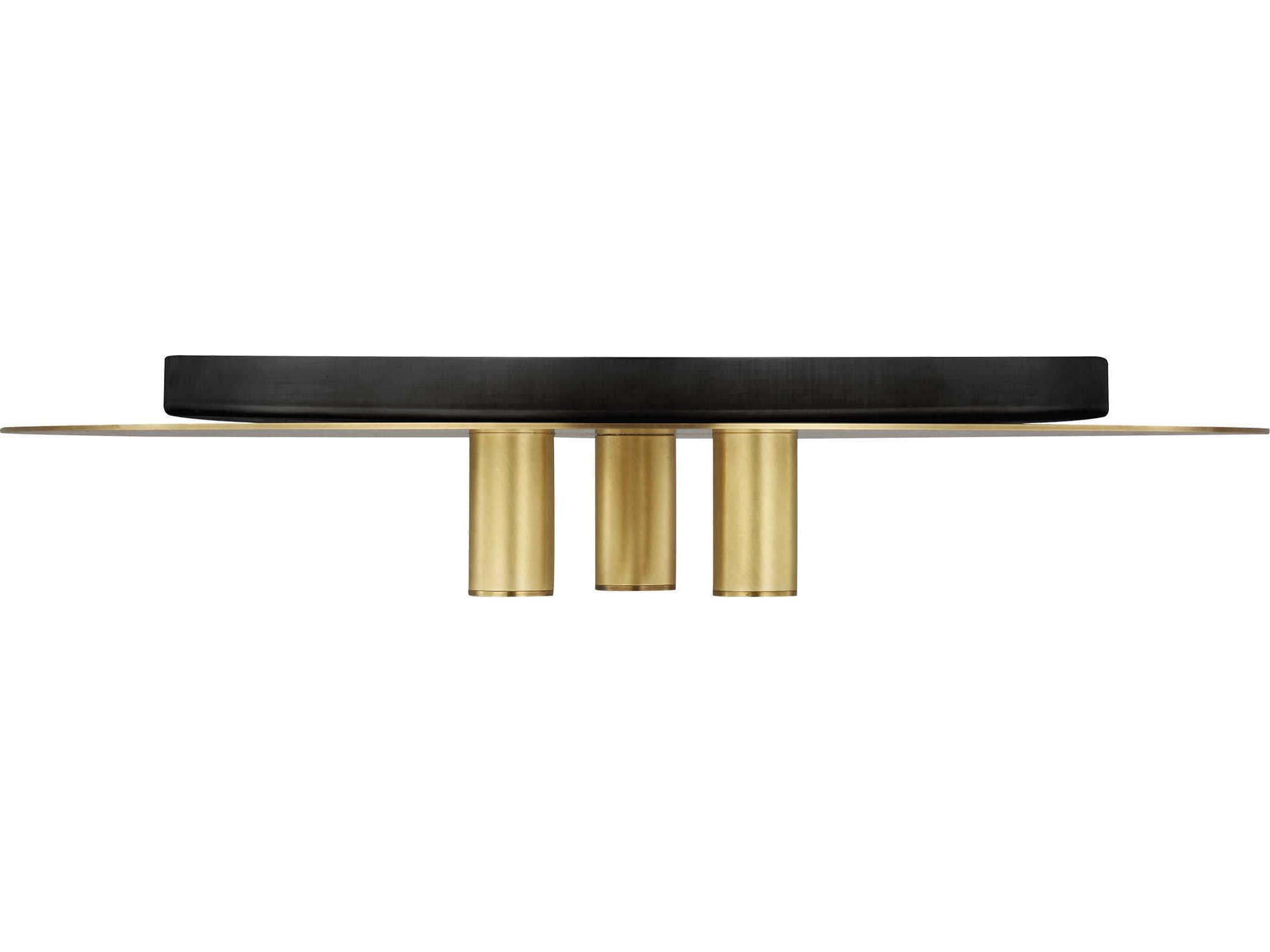 Visual Comfort Modern Ponte 1-Light Natural Brass Round Flush Mount