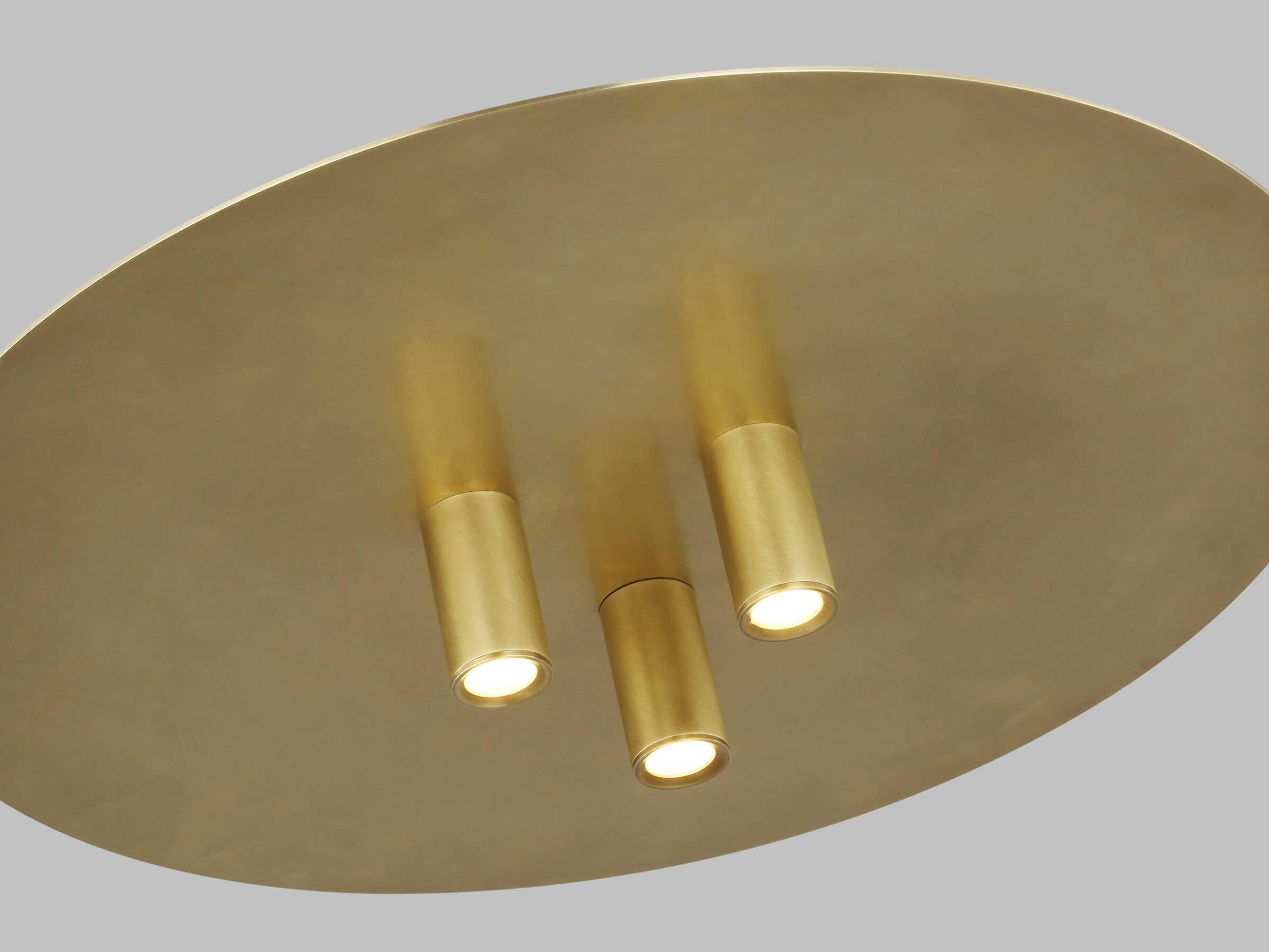 Visual Comfort Modern Ponte 1-Light Natural Brass Round Flush Mount