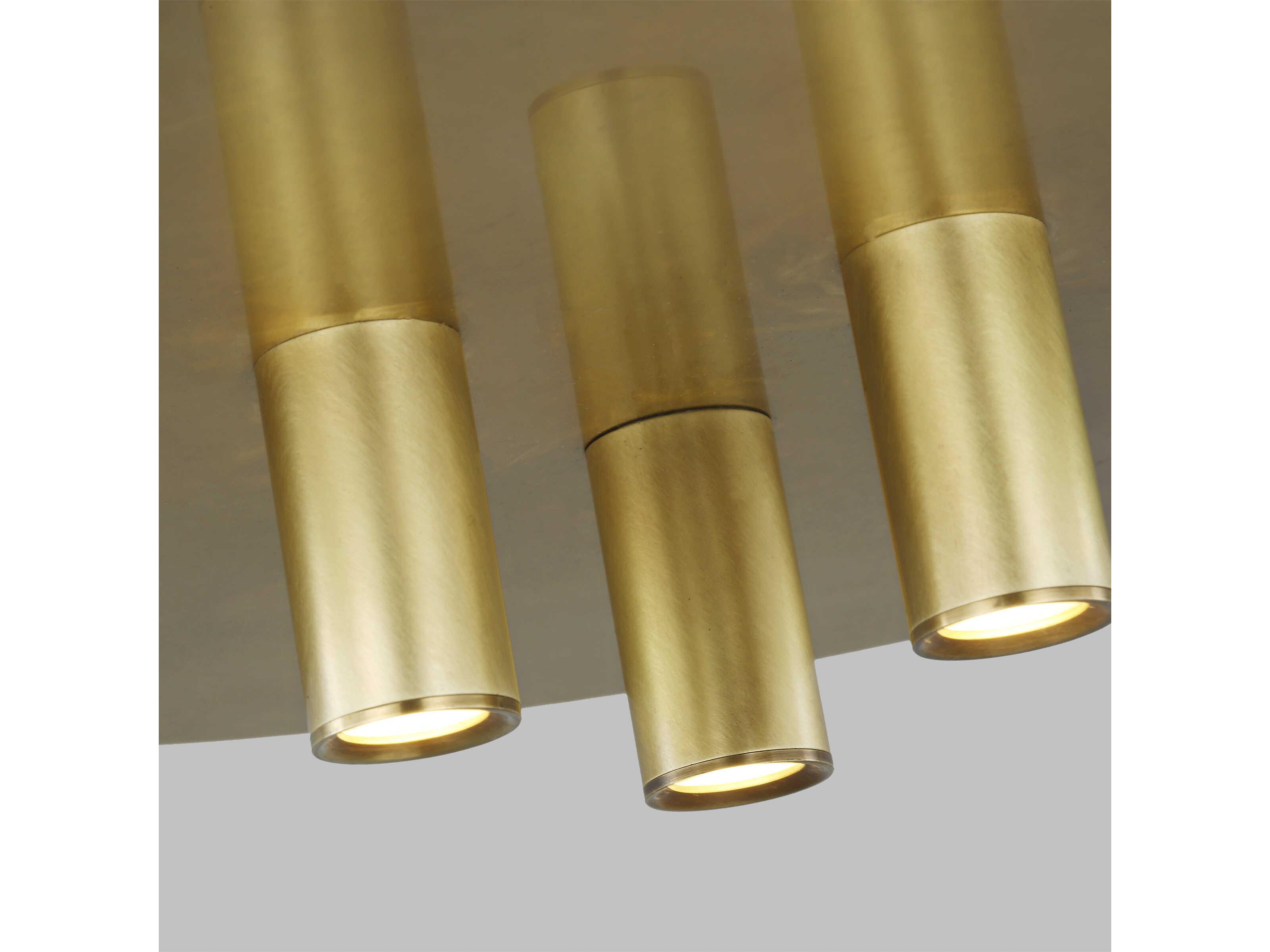 Visual Comfort Modern Ponte 1-Light Natural Brass Round Flush Mount