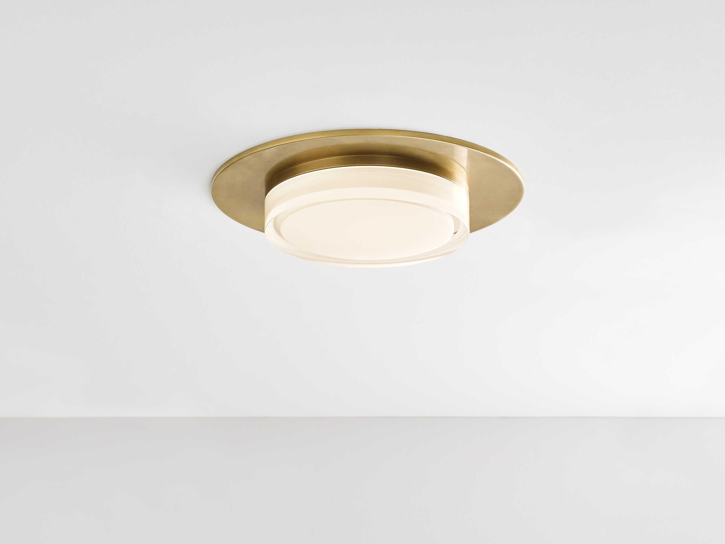 Visual Comfort Modern Sen 1-Light Natural Brass Round Flush Mount