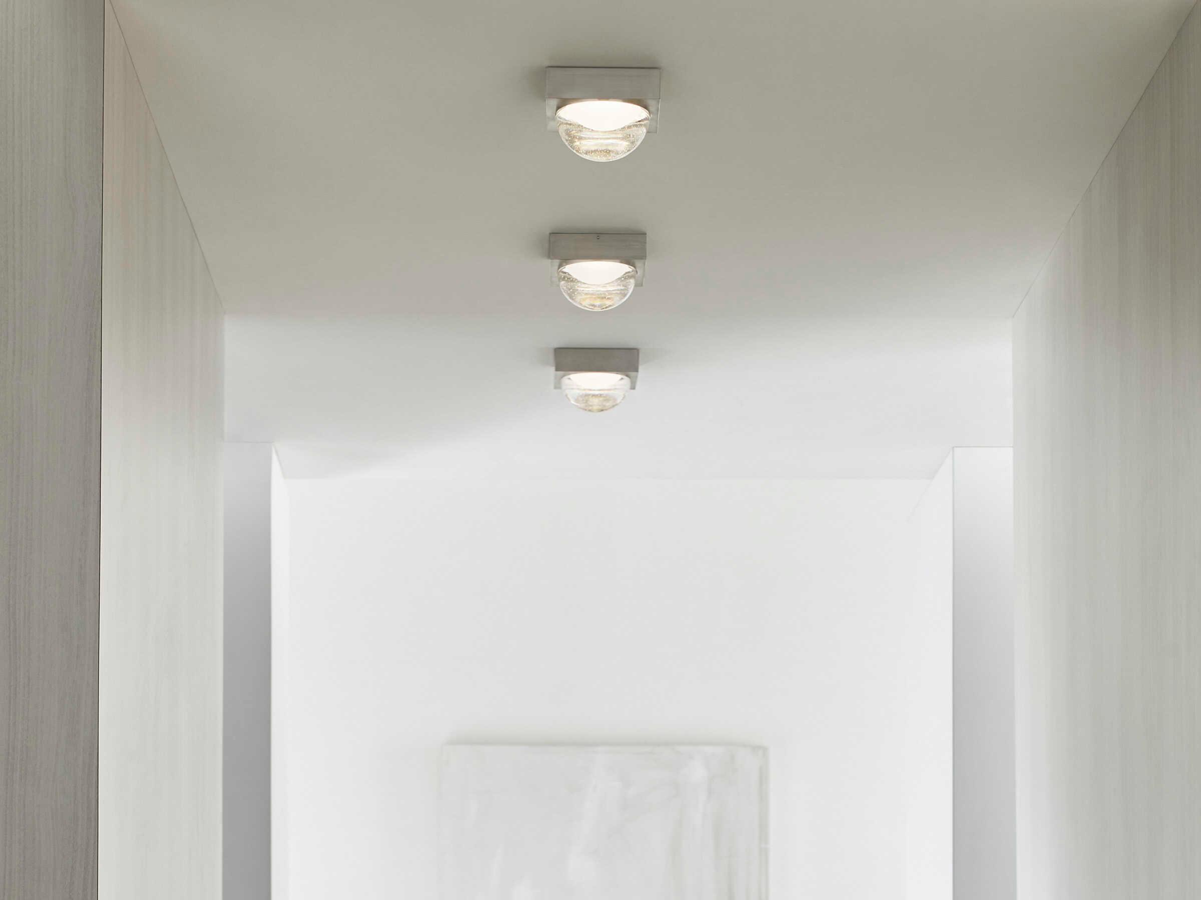 Visual Comfort Modern Sphere 1-Light Satin Nickel Flush Mount