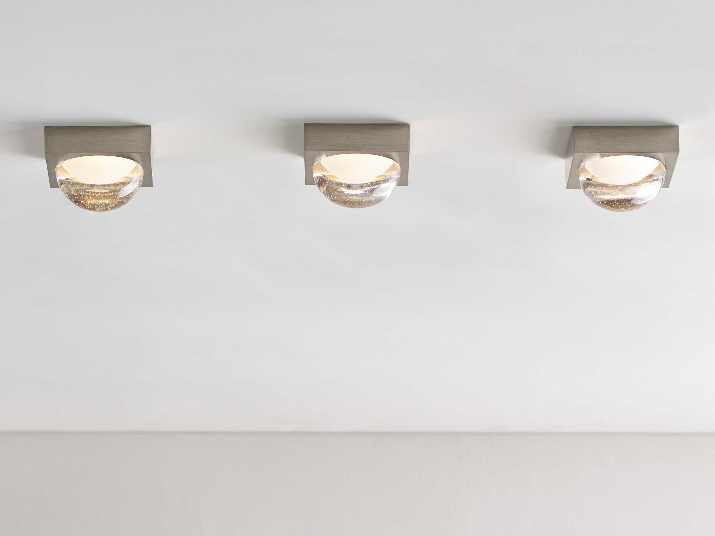 Visual Comfort Modern Sphere 1-Light Satin Nickel Flush Mount