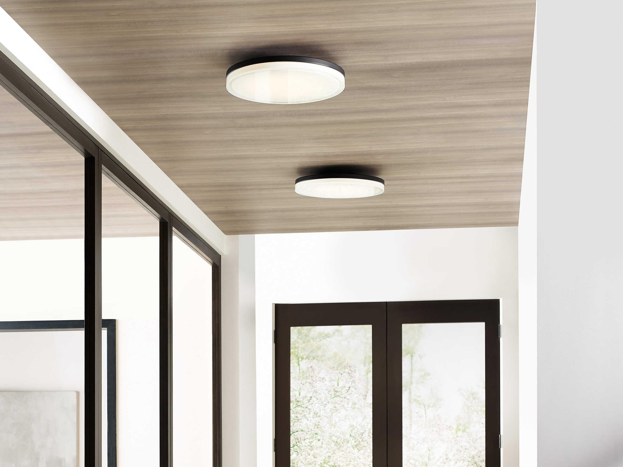 Visual Comfort Modern Wyatt 1-Light Nightshade Black Round Flush Mount