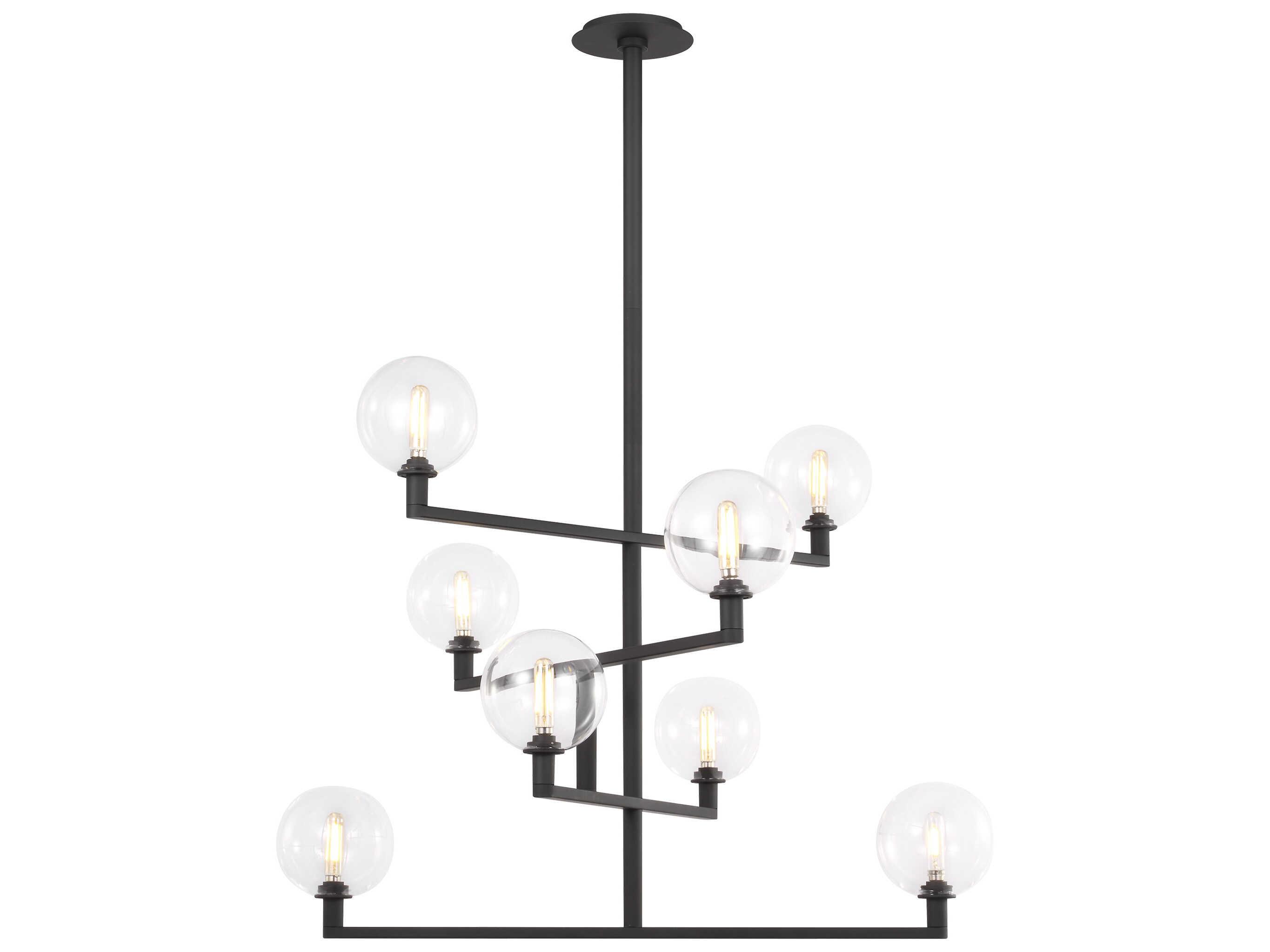 Visual Comfort Modern Gambit 8-Light Nightshade Black Globe Tiered Chandelier