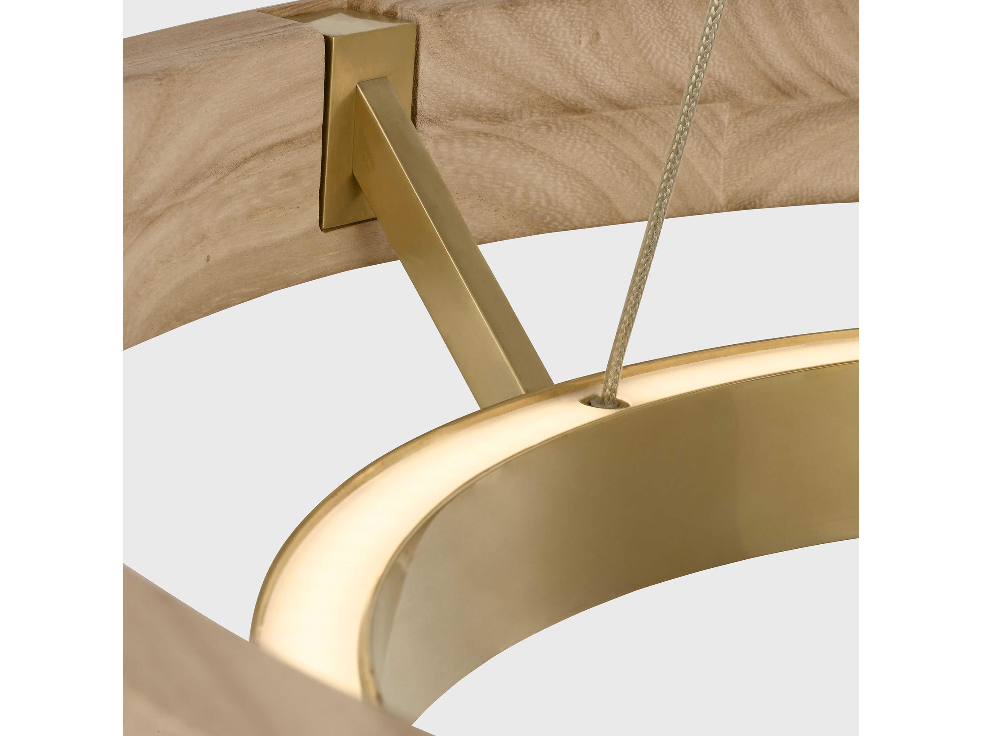 Visual Comfort Modern Grace 1-Light Hand Rubbed Antique Brass Natural Oak Pendant