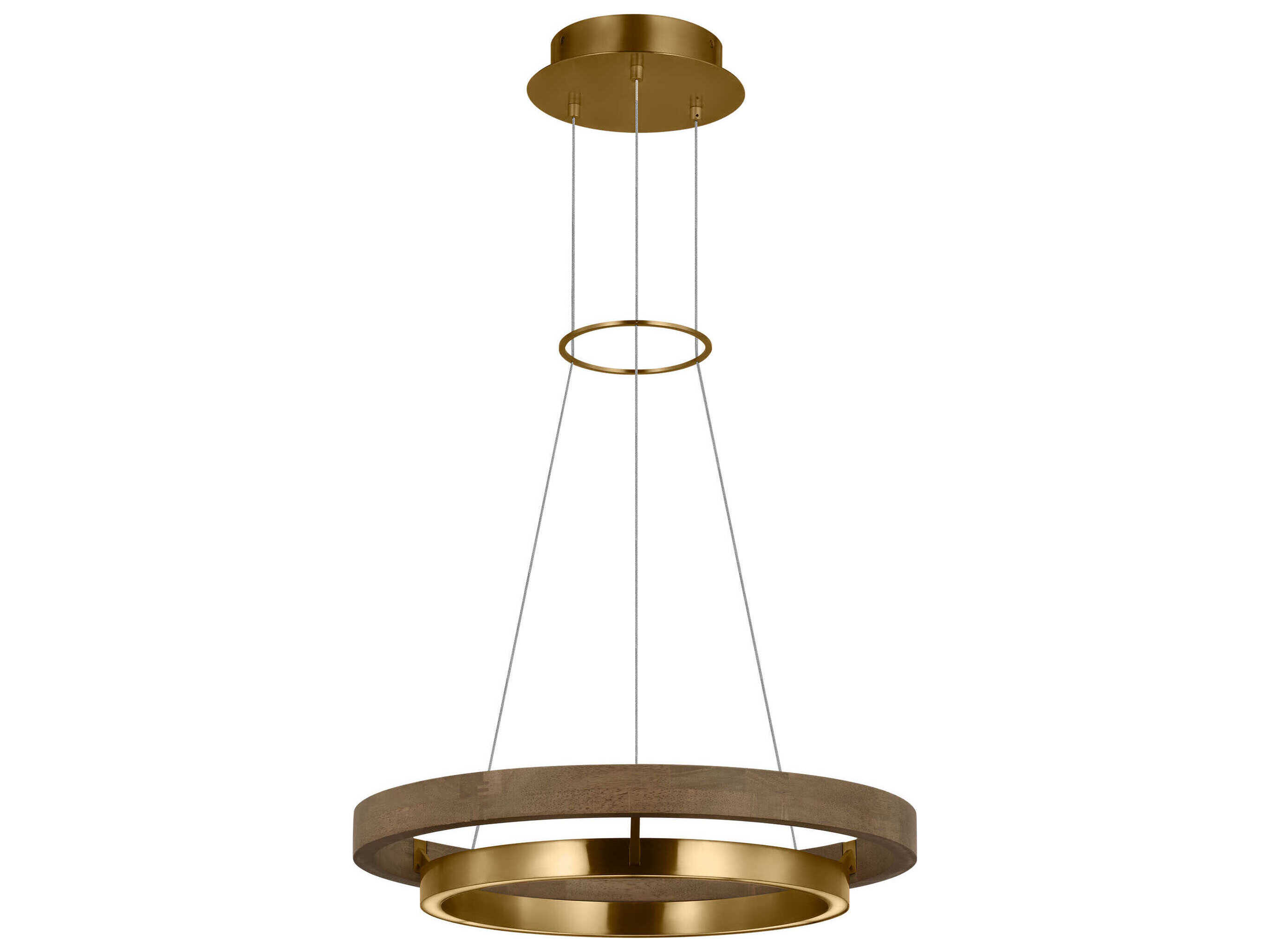 Visual Comfort Modern Grace 1-Light Natural Brass Weathered Oak Round Pendant
