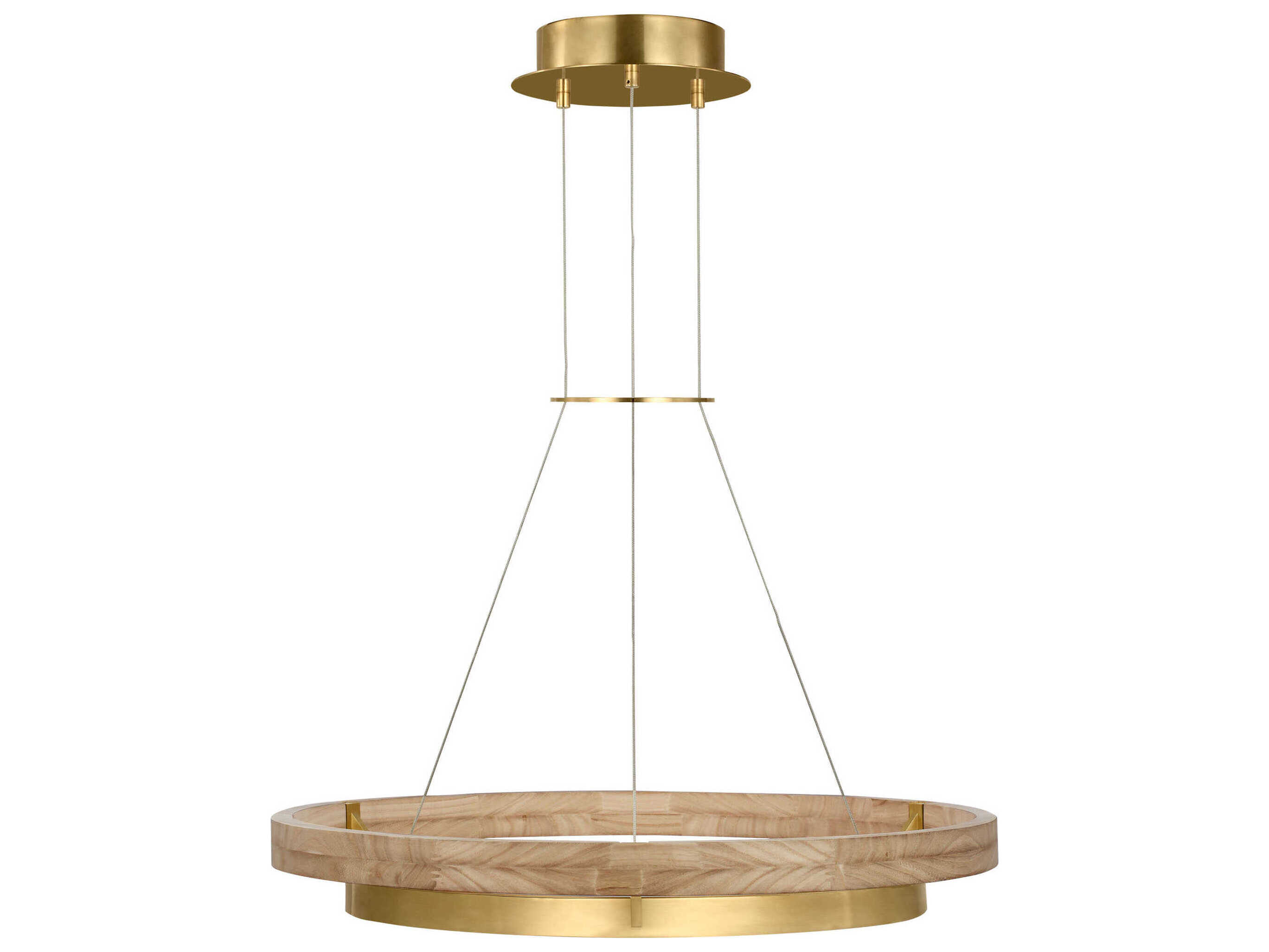 Visual Comfort Modern Grace 1-Light Hand Rubbed Antique Brass Natural Oak Pendant