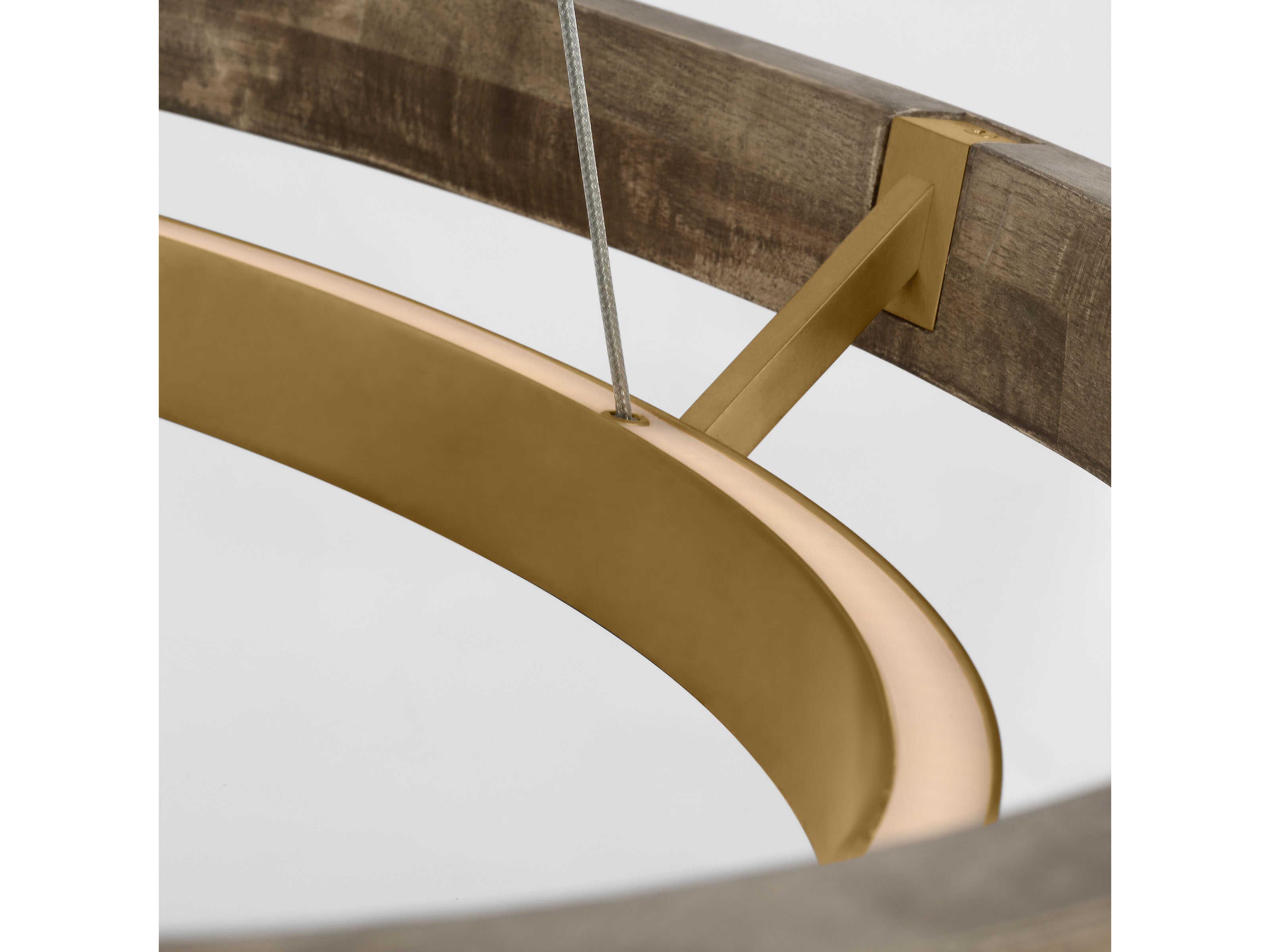 Visual Comfort Modern Grace 1-Light Natural Brass Weathered Oak Round Pendant